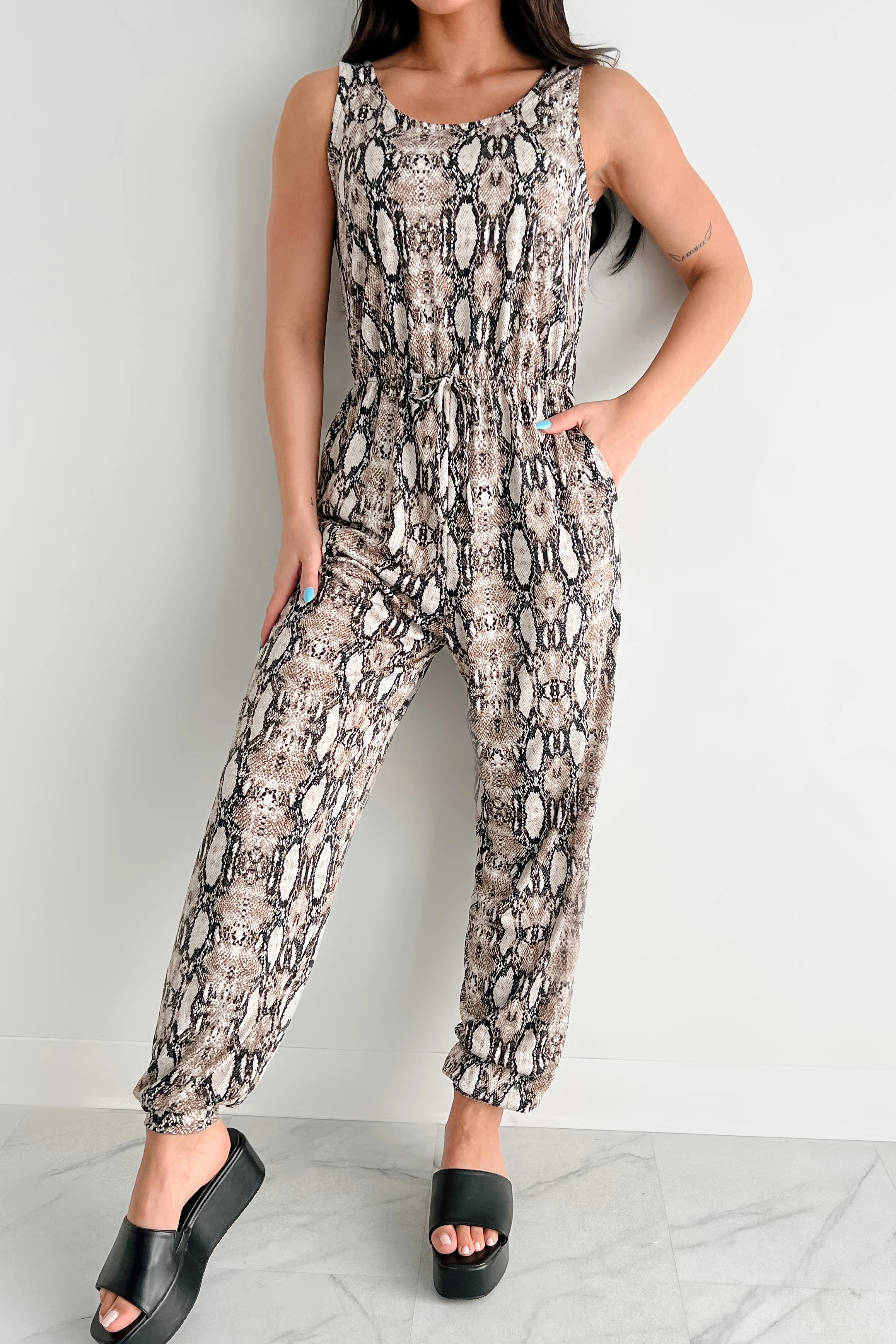 Revel In Radiance Snake Print Jumpsuit (Brown/Multi) - Image 11