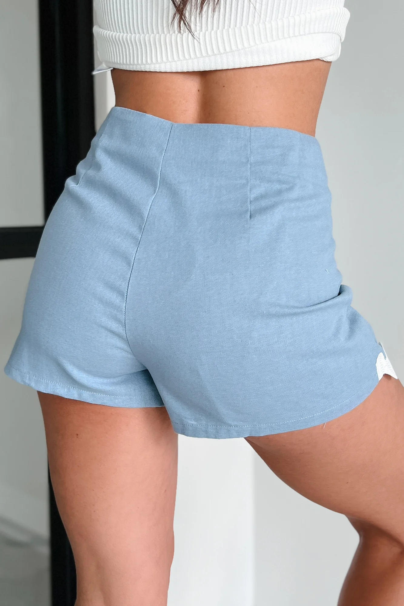 Rewriting My Story Linen Mini Skort (Denim Blue) - Image 5