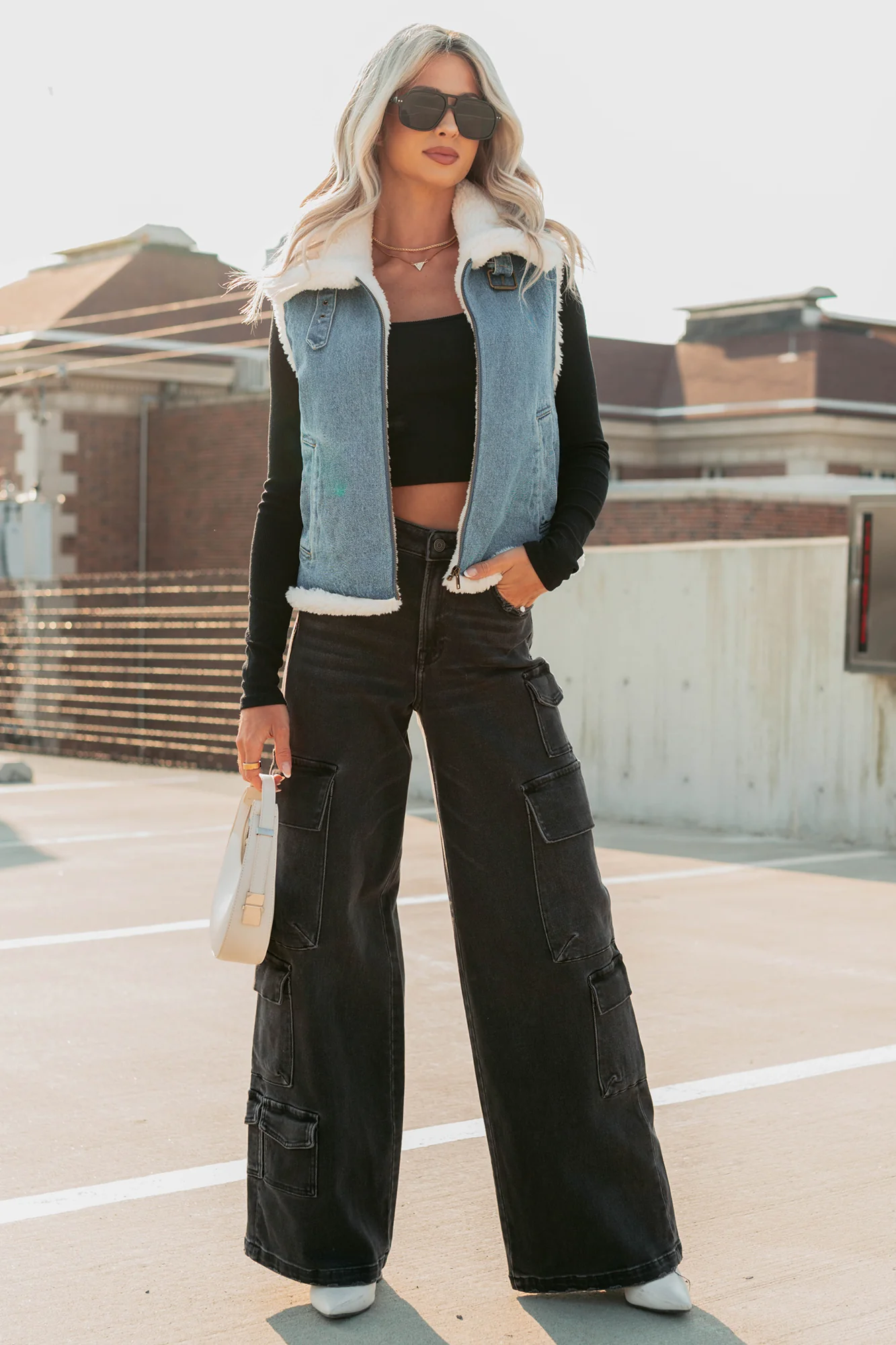 Rewriting Myself Sherpa Denim Vest (Medium Wash) - Image 8