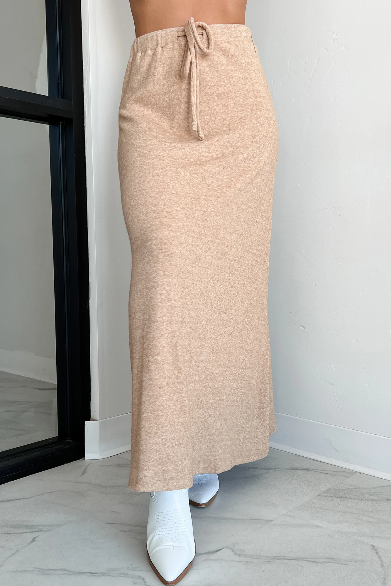 Rewriting The Script Brushed Knit Maxi Skirt (Oatmeal) - Image 4