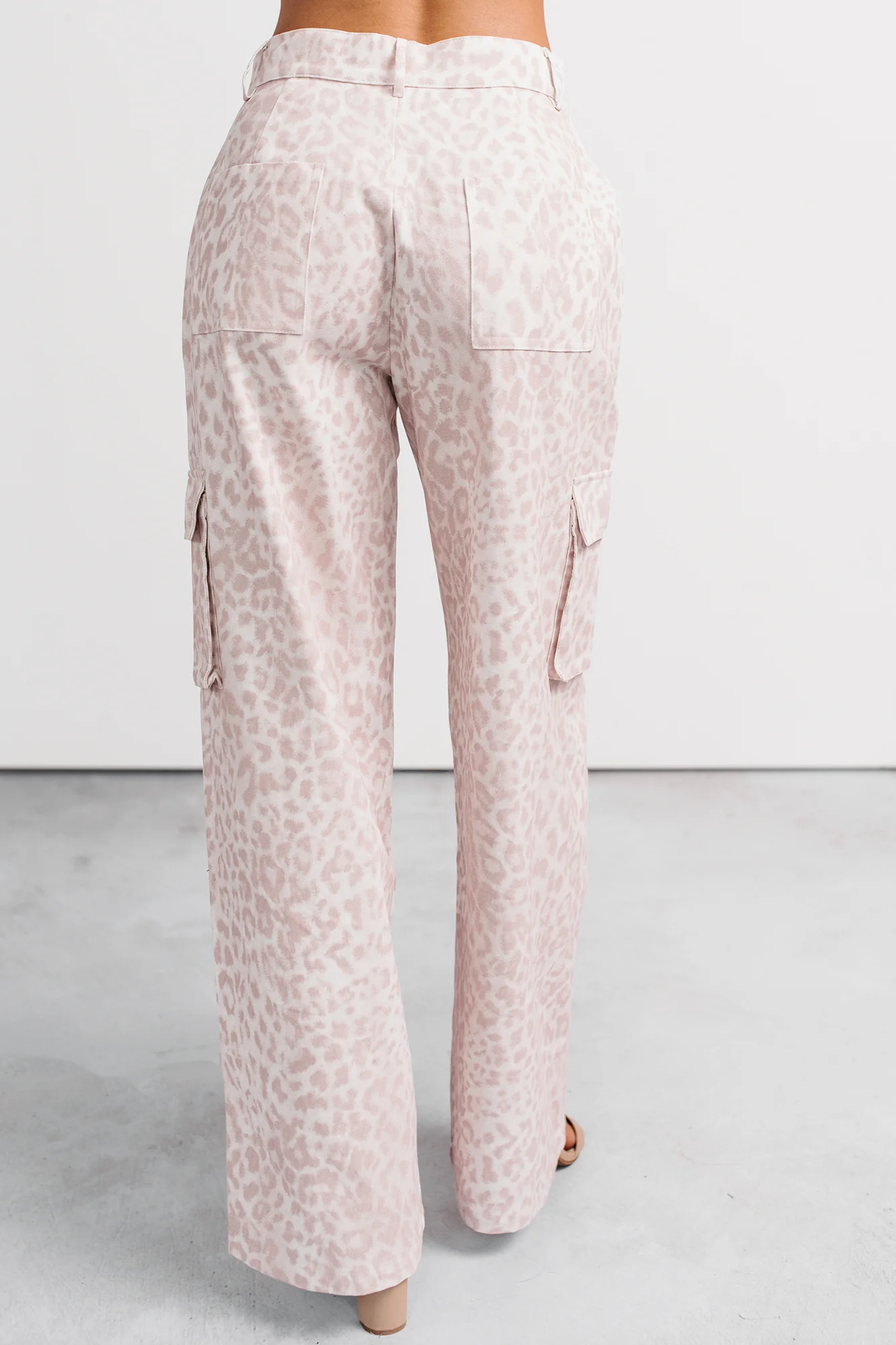 Reyna Wide Leg Leopard Cargo Jeans (Pink/White) - Image 4