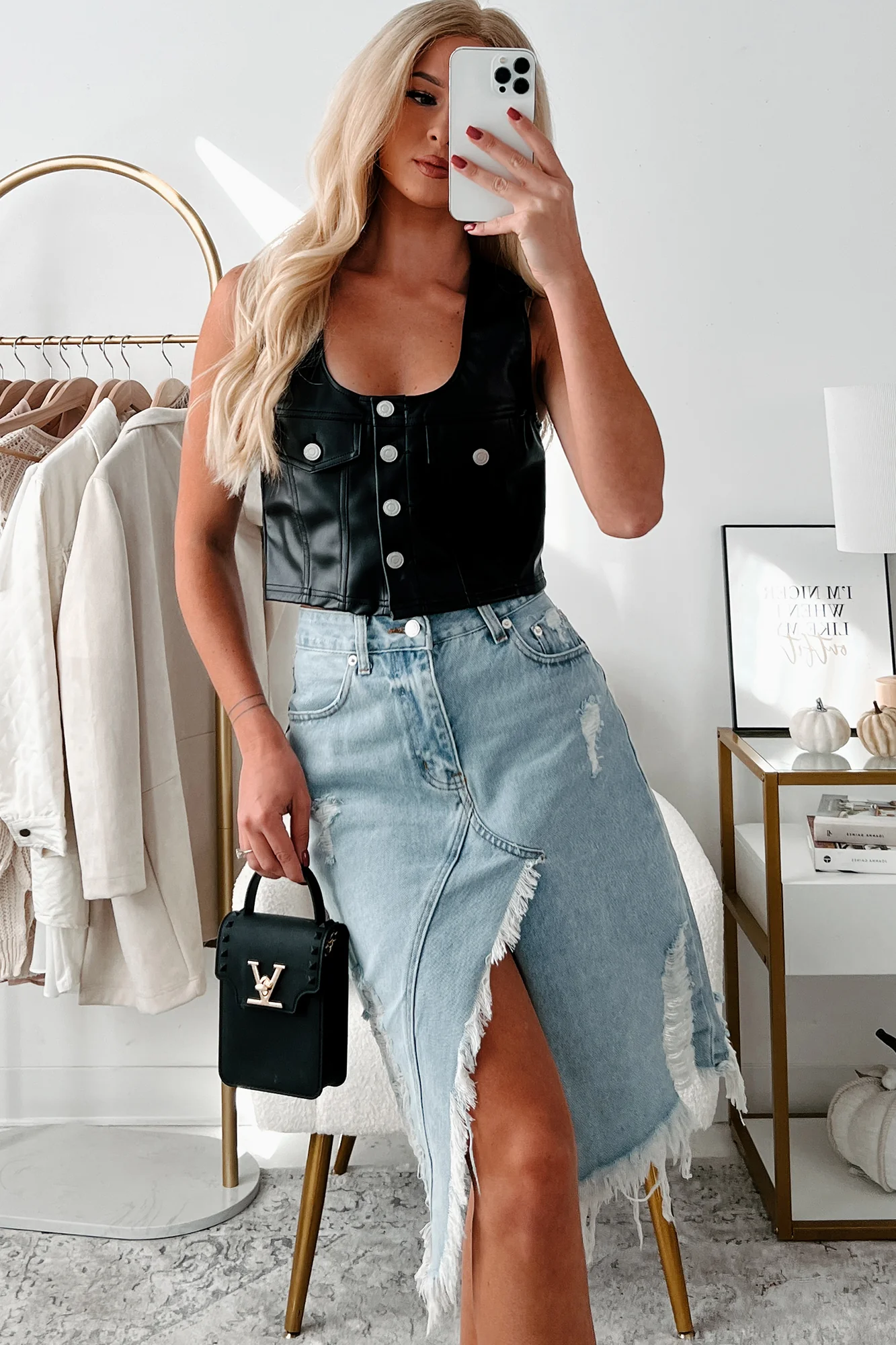 Ria Sleeveless Pleather Vest (Black) - Image 10