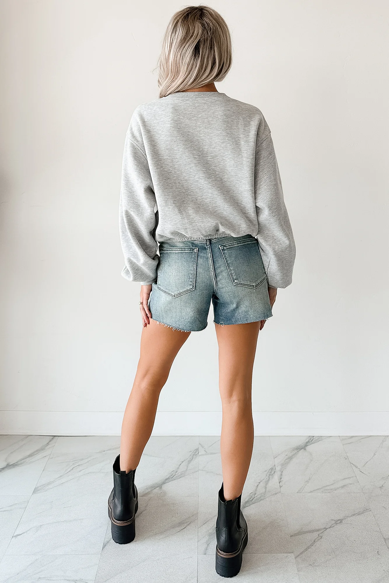 Right At Home Elastic Hem Sweatshirt (Heather Gray) - Image 4