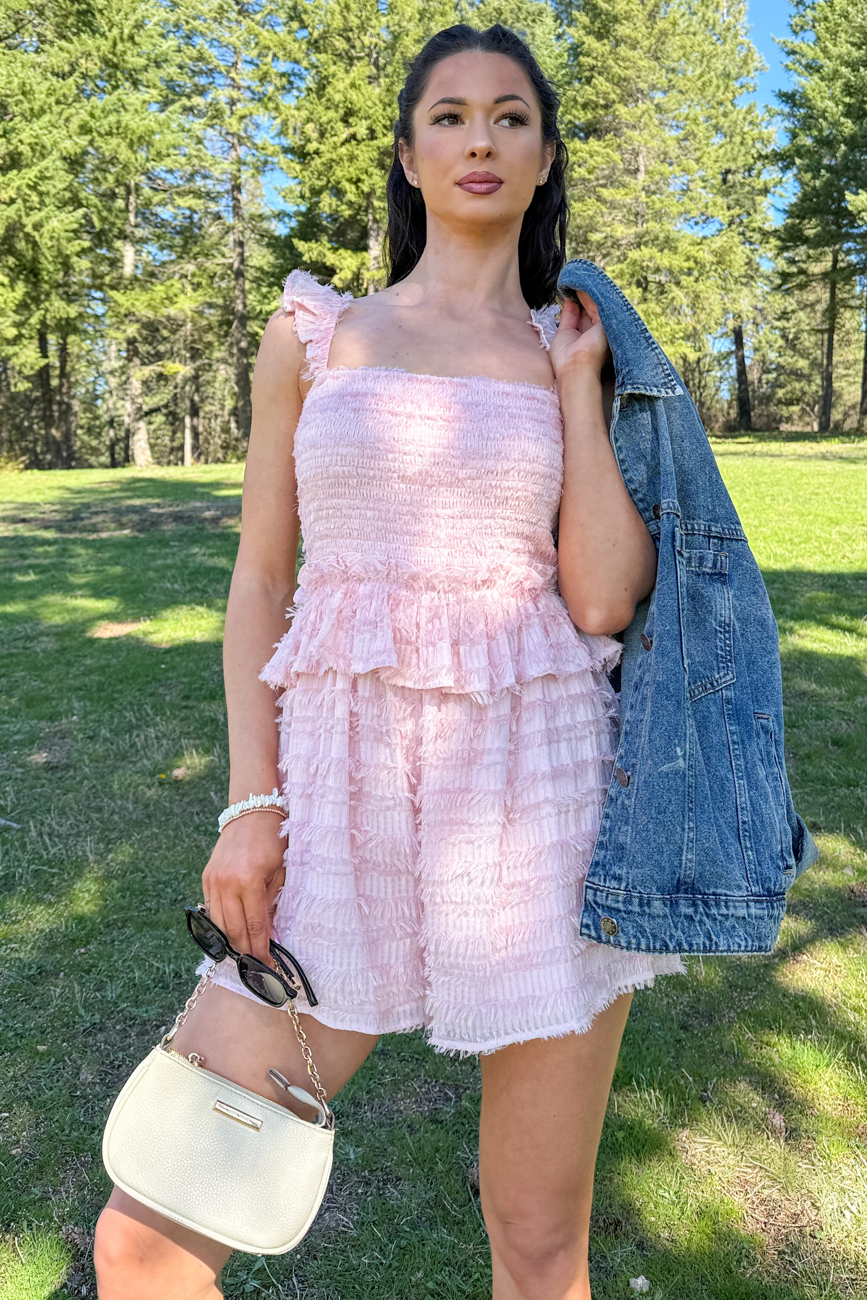 Right Where I Am Tiered Ruffle Romper (Pink) - Image 2