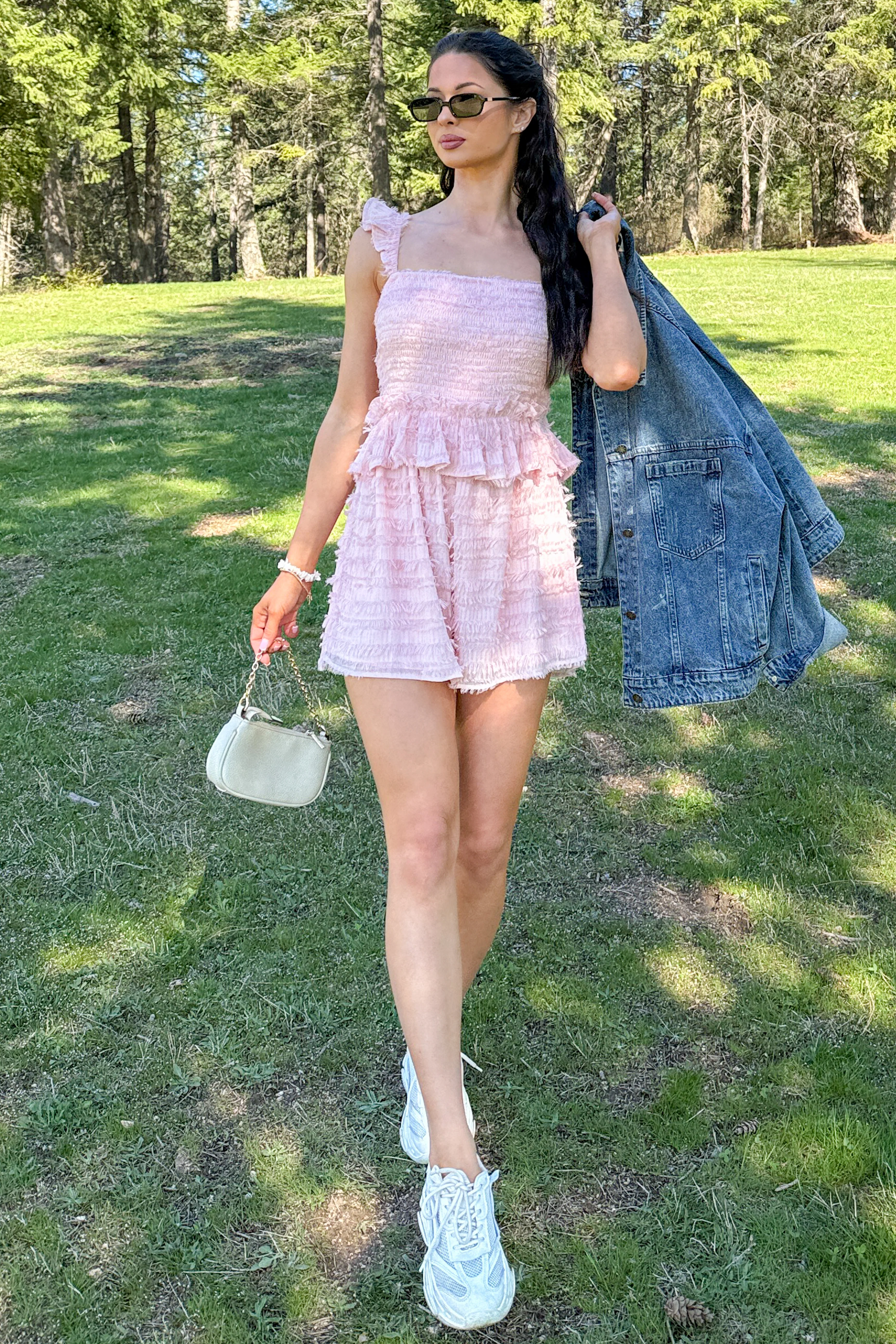 Right Where I Am Tiered Ruffle Romper (Pink) - Image 5