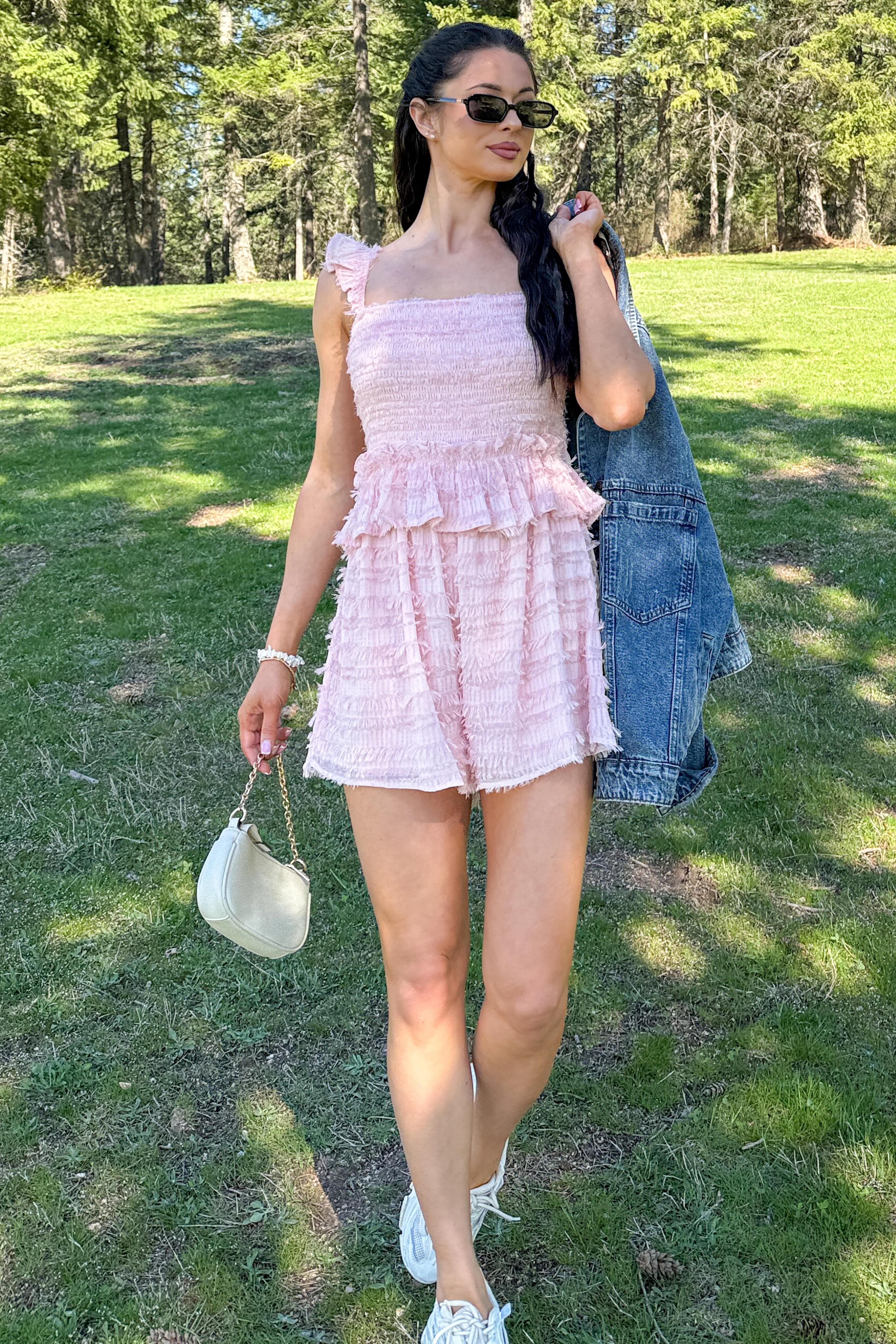 Right Where I Am Tiered Ruffle Romper (Pink) - Image 6