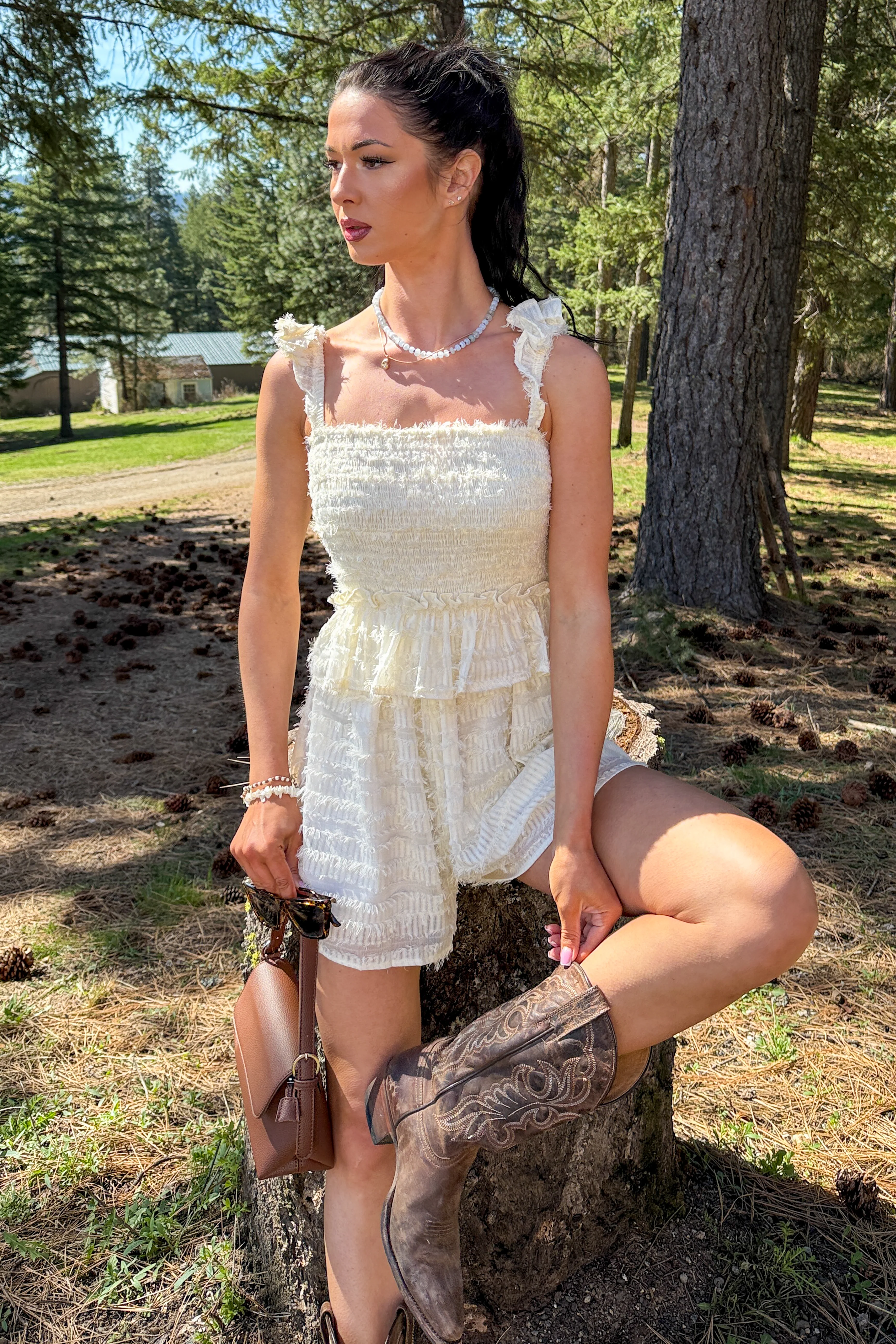 Right Where I Am Tiered Ruffle Romper (White) - Image 5