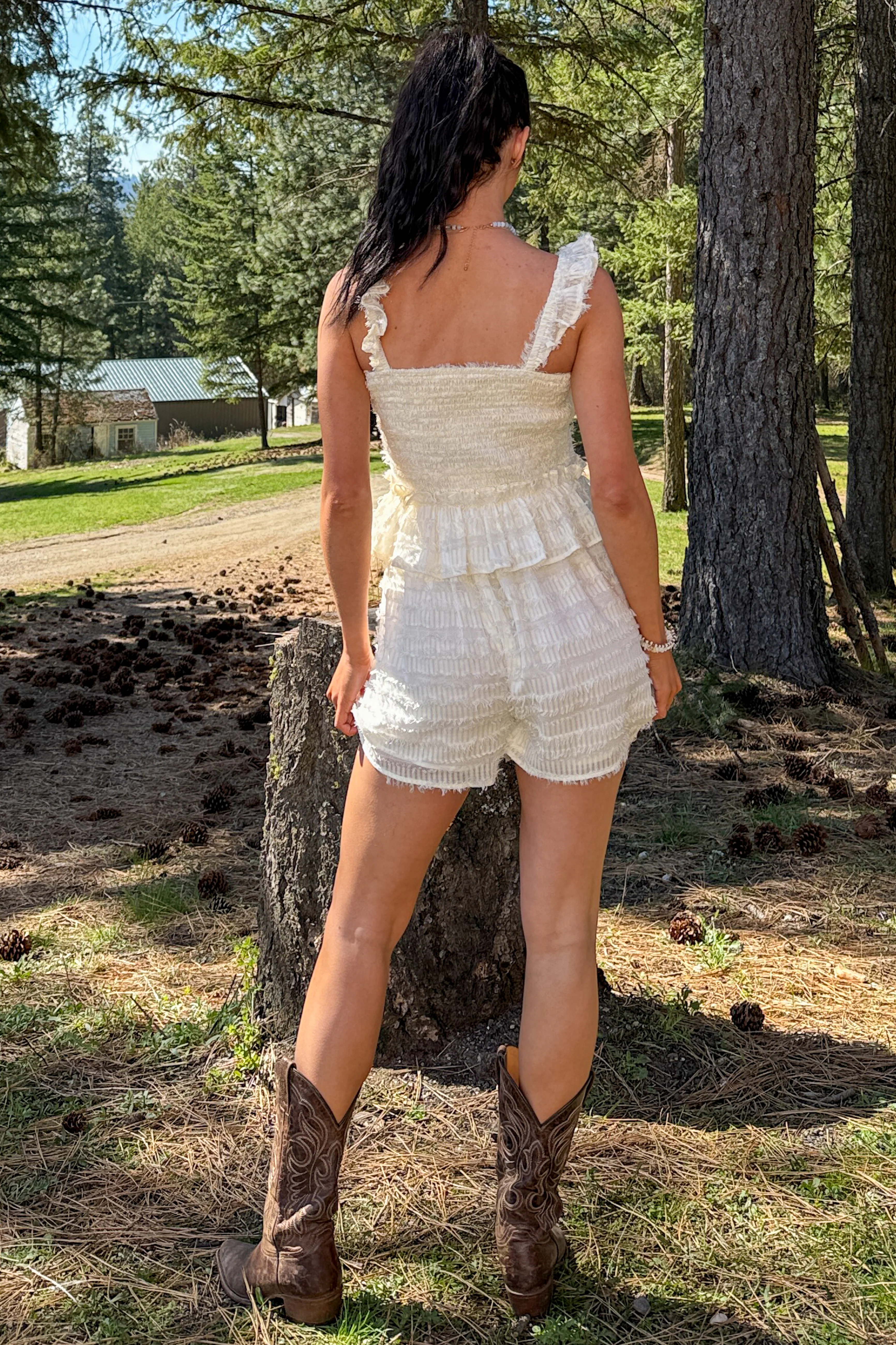 Right Where I Am Tiered Ruffle Romper (White) - Image 7