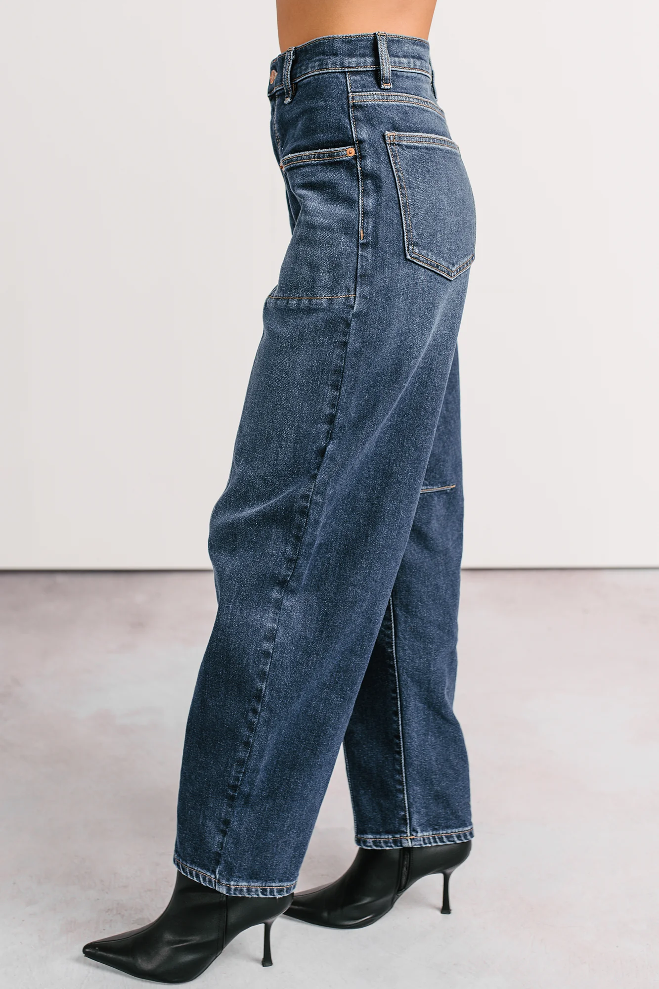 River High Rise Phoenix Textile Barrel Jeans (Dark Wash) - Image 3