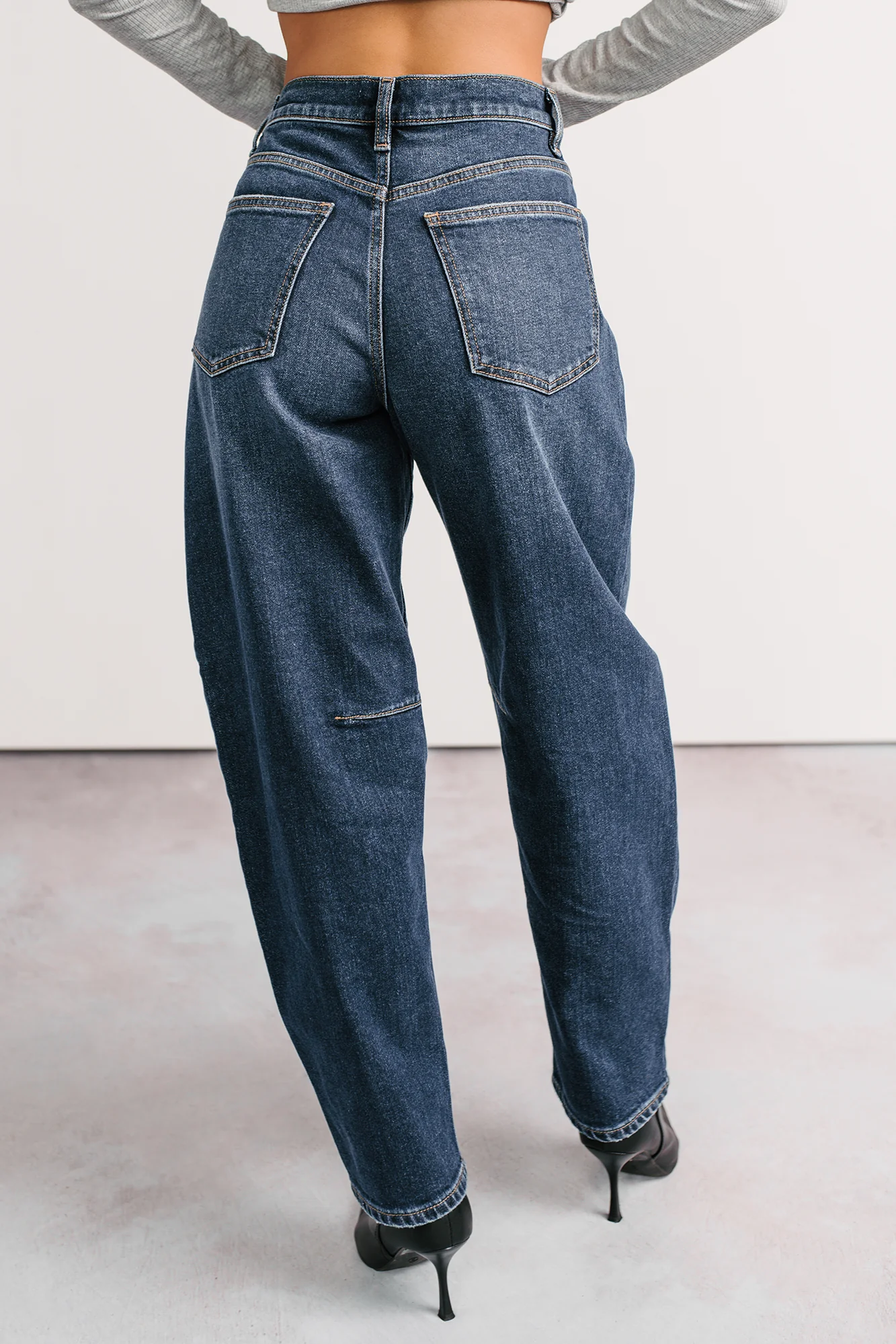 River High Rise Phoenix Textile Barrel Jeans (Dark Wash) - Image 5