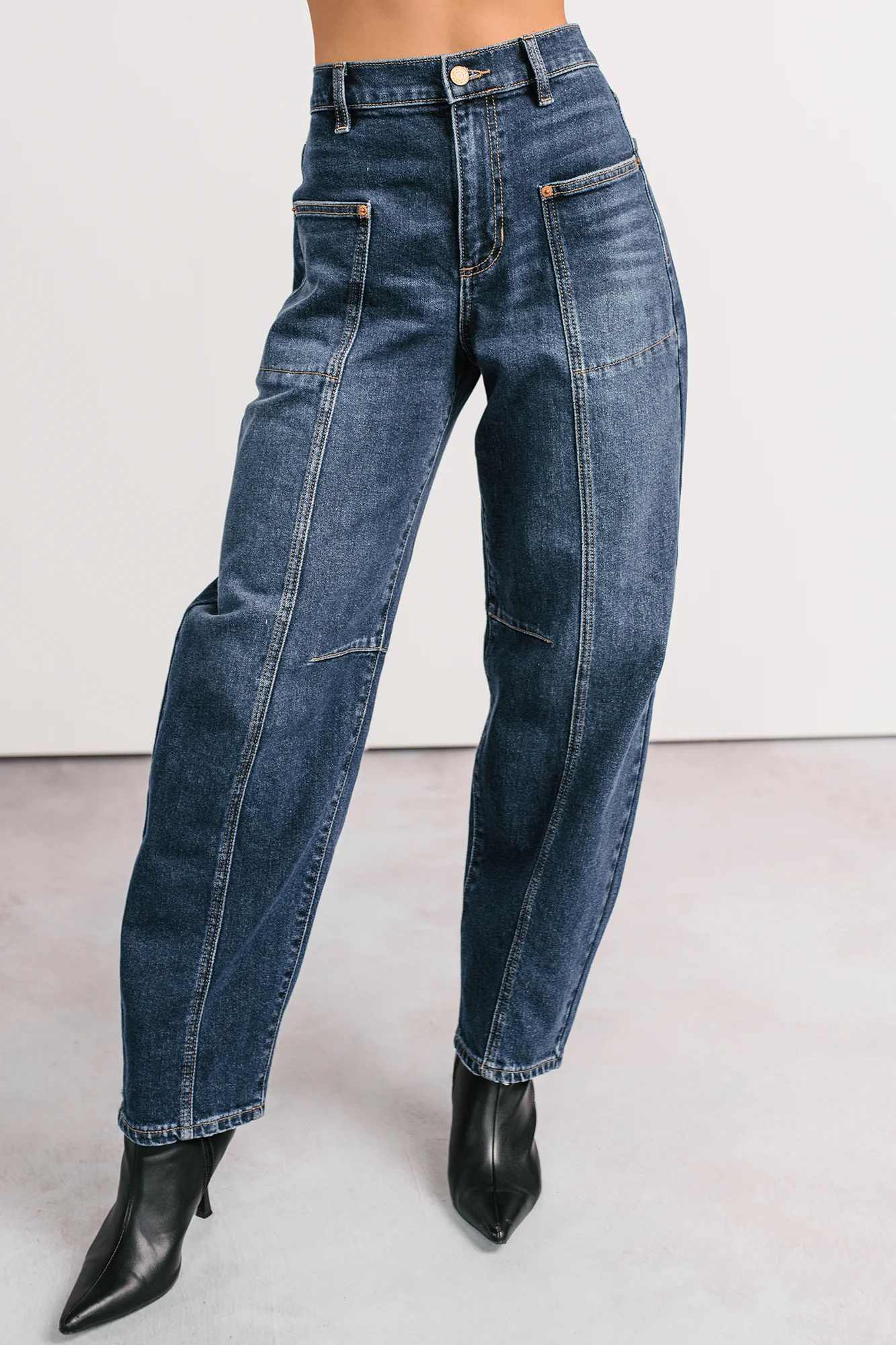 River High Rise Phoenix Textile Barrel Jeans (Dark Wash) - Image 6