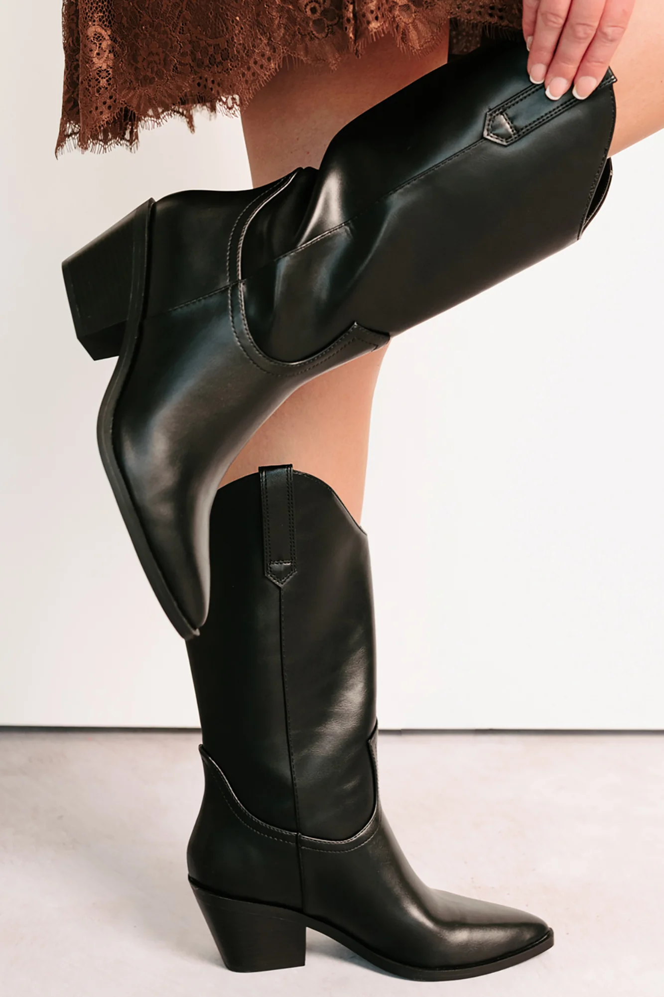 Roads Ahead Modern Mid Calf Western Boots (Black) - Image 6