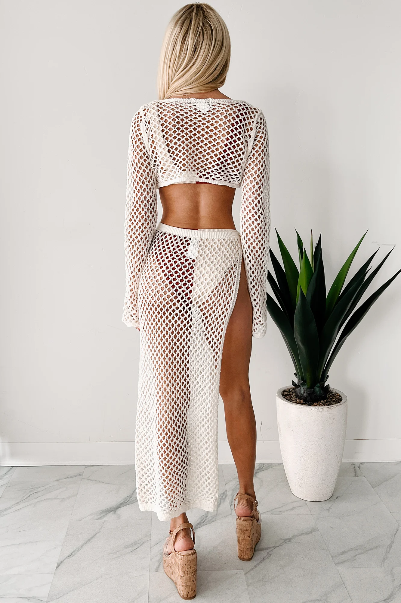 Roaming Free Crochet Crop Top & Skirt Set (Off White) - Image 5