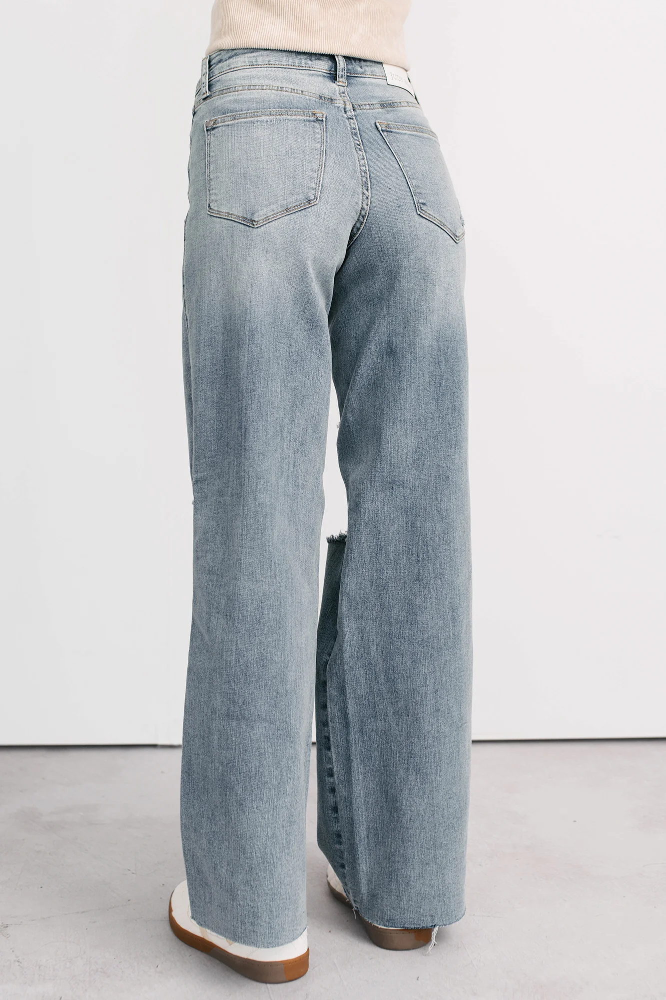 Romero Mid Rise Ripped Judy Blue Wide Leg Jeans (Light) - Image 19