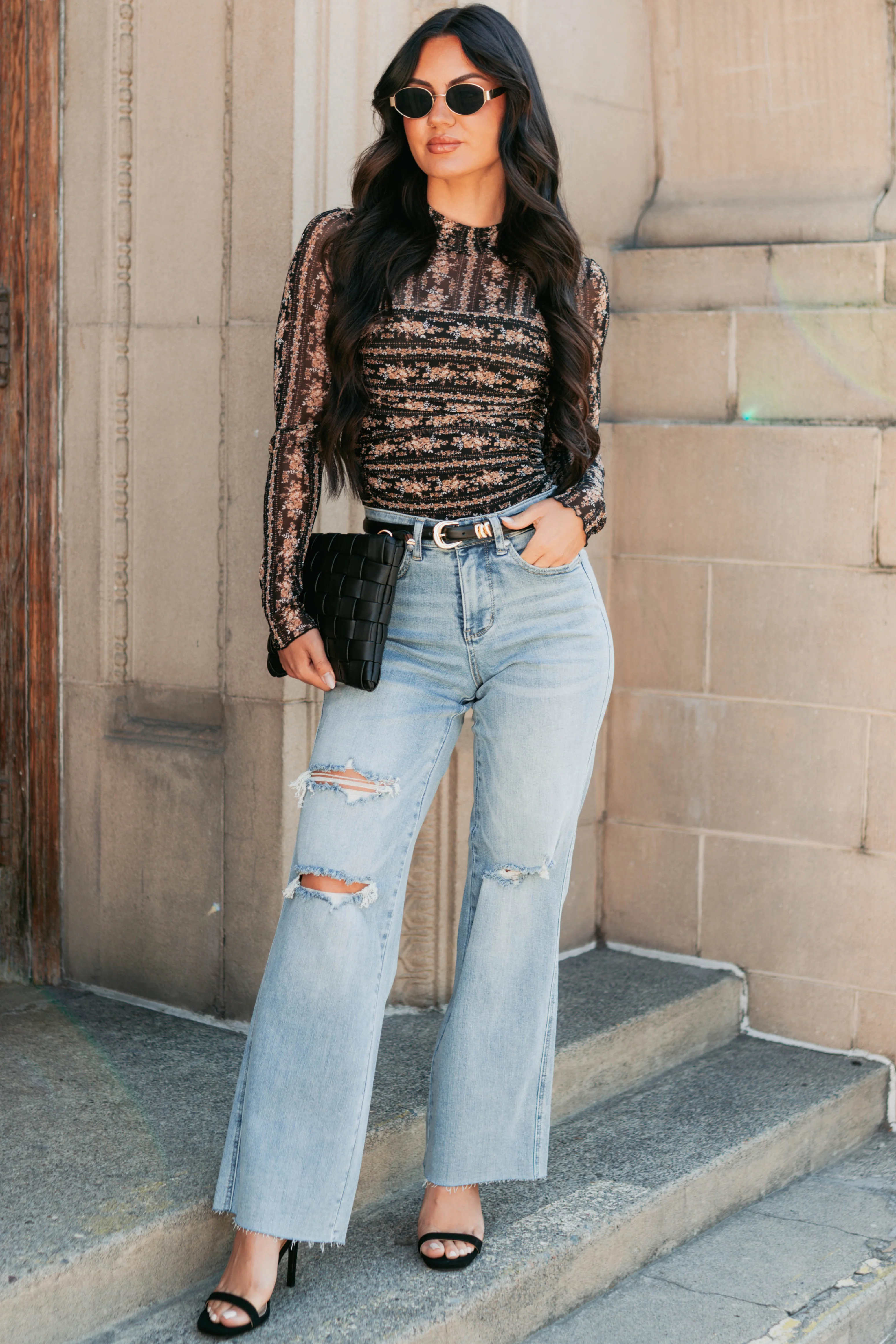 Romero Mid Rise Ripped Judy Blue Wide Leg Jeans (Light) - Image 2