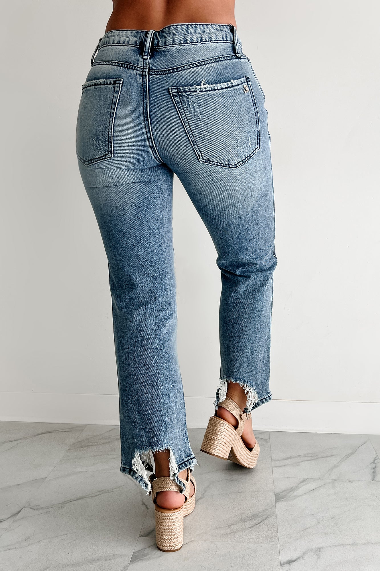 Rosanna Special A Distressed Hem Dad Jeans (Medium Light) - Image 10