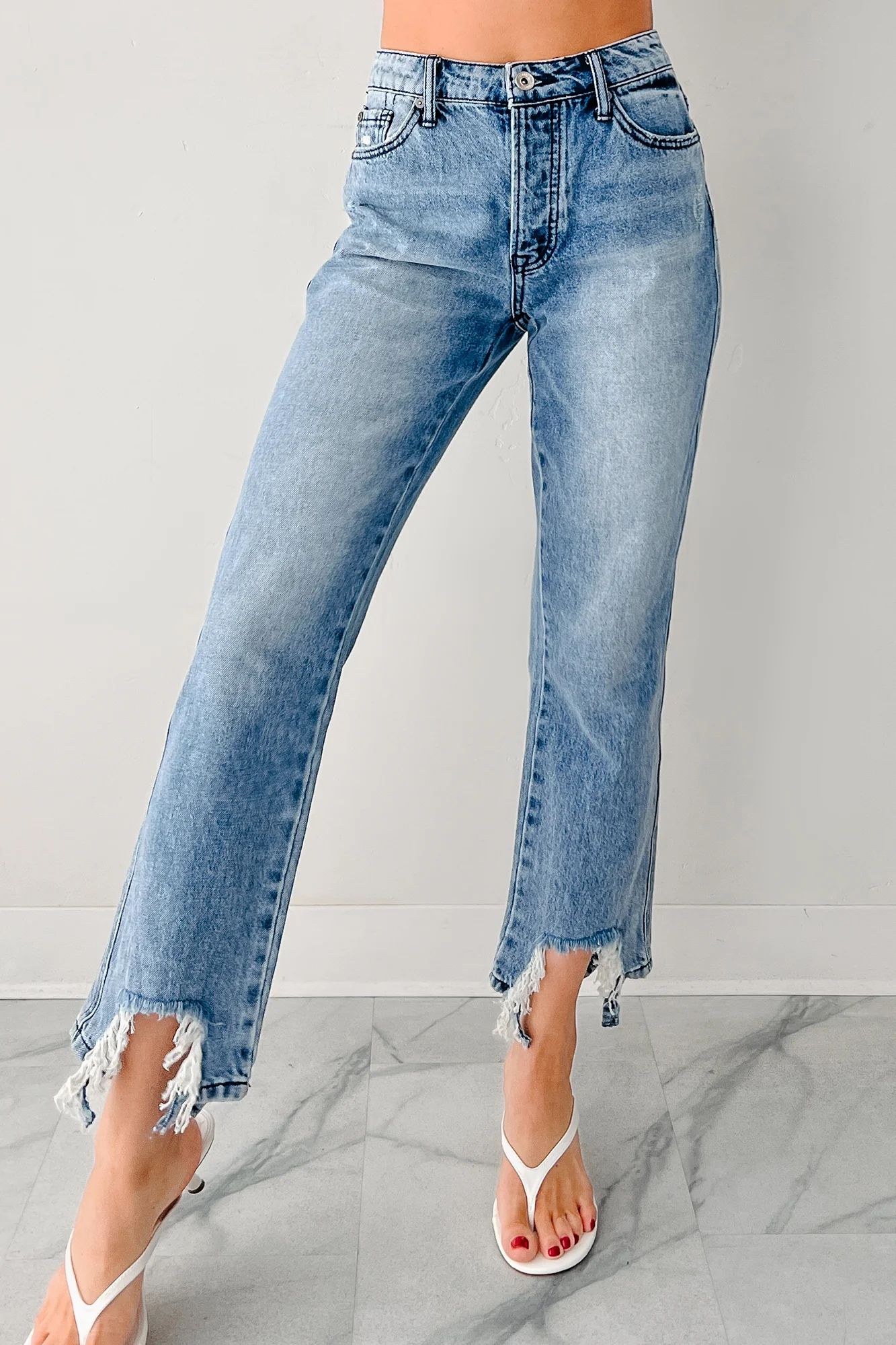 Rosanna Special A Distressed Hem Dad Jeans (Medium Light) - Image 3