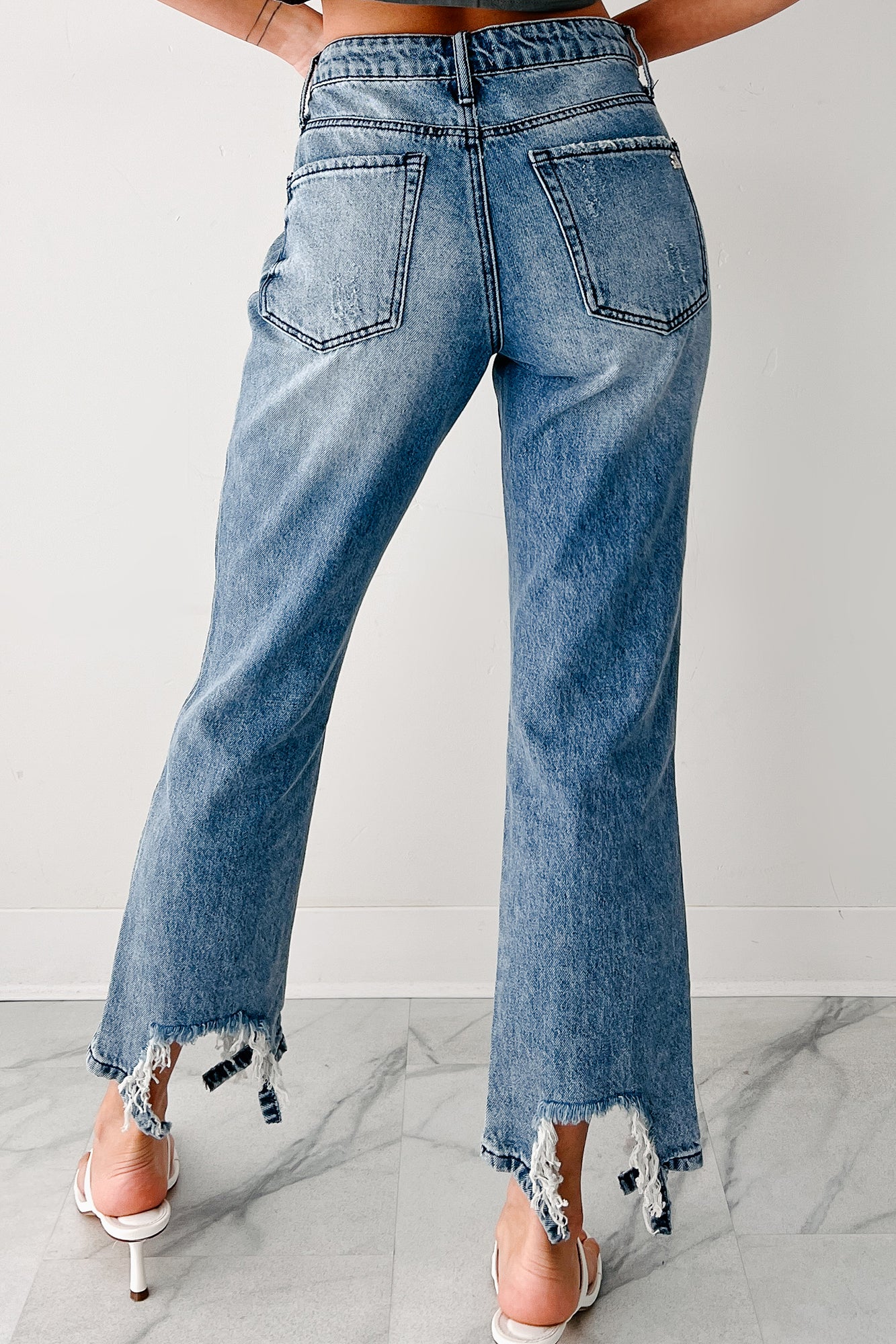 Rosanna Special A Distressed Hem Dad Jeans (Medium Light) - Image 4