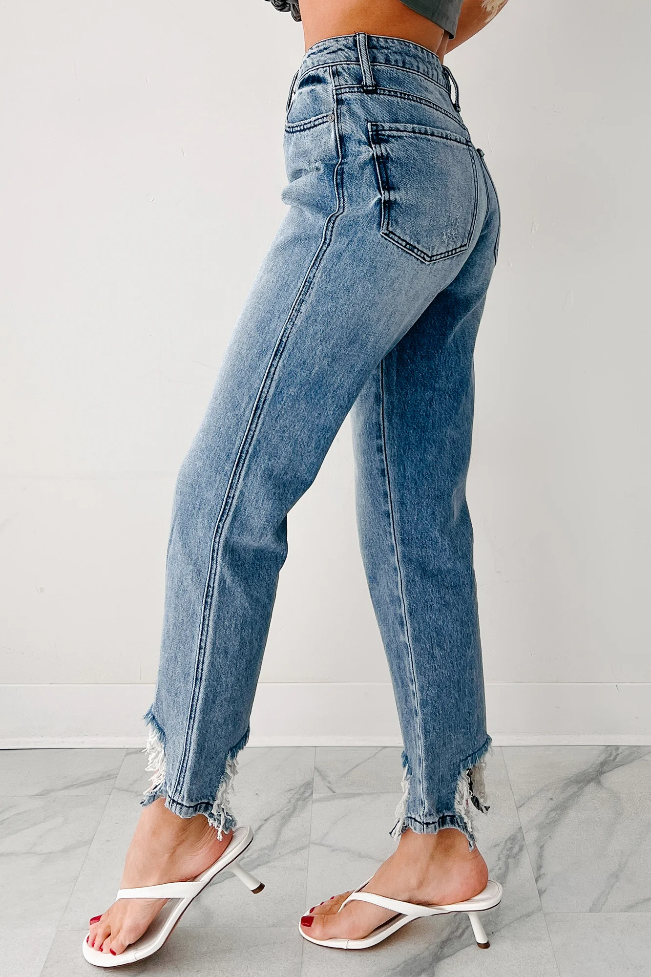 Rosanna Special A Distressed Hem Dad Jeans (Medium Light) - Image 5
