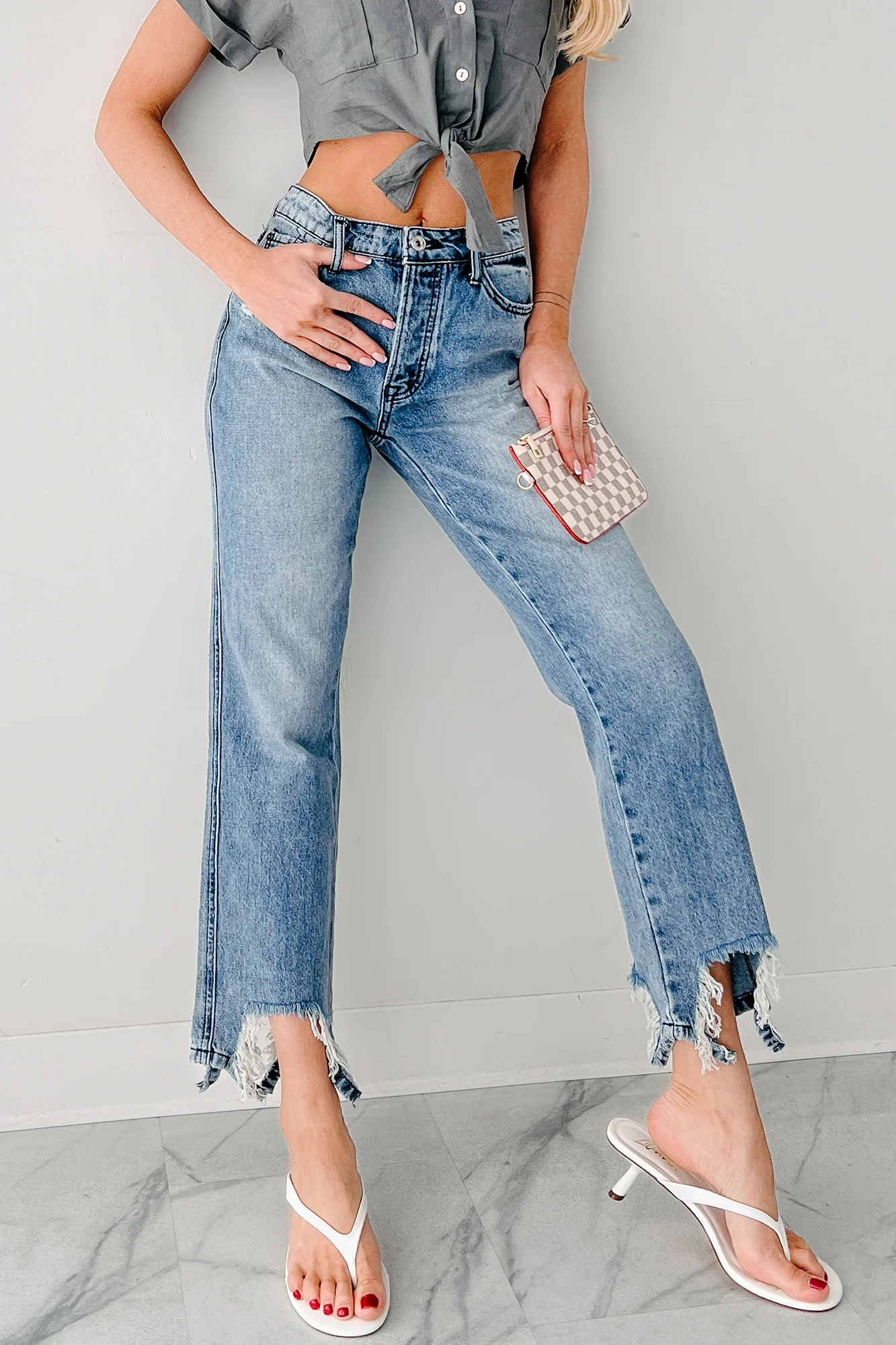 Rosanna Special A Distressed Hem Dad Jeans (Medium Light) - Image 6