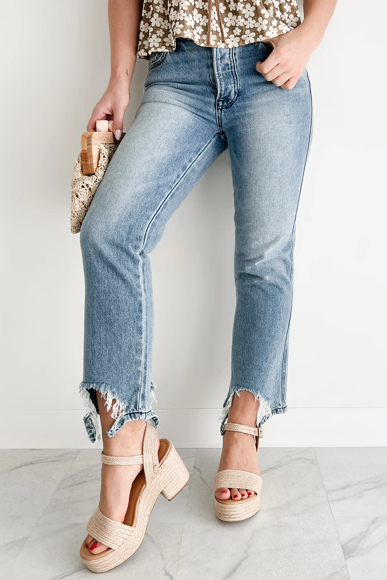 Rosanna Special A Distressed Hem Dad Jeans (Medium Light) - Image 7