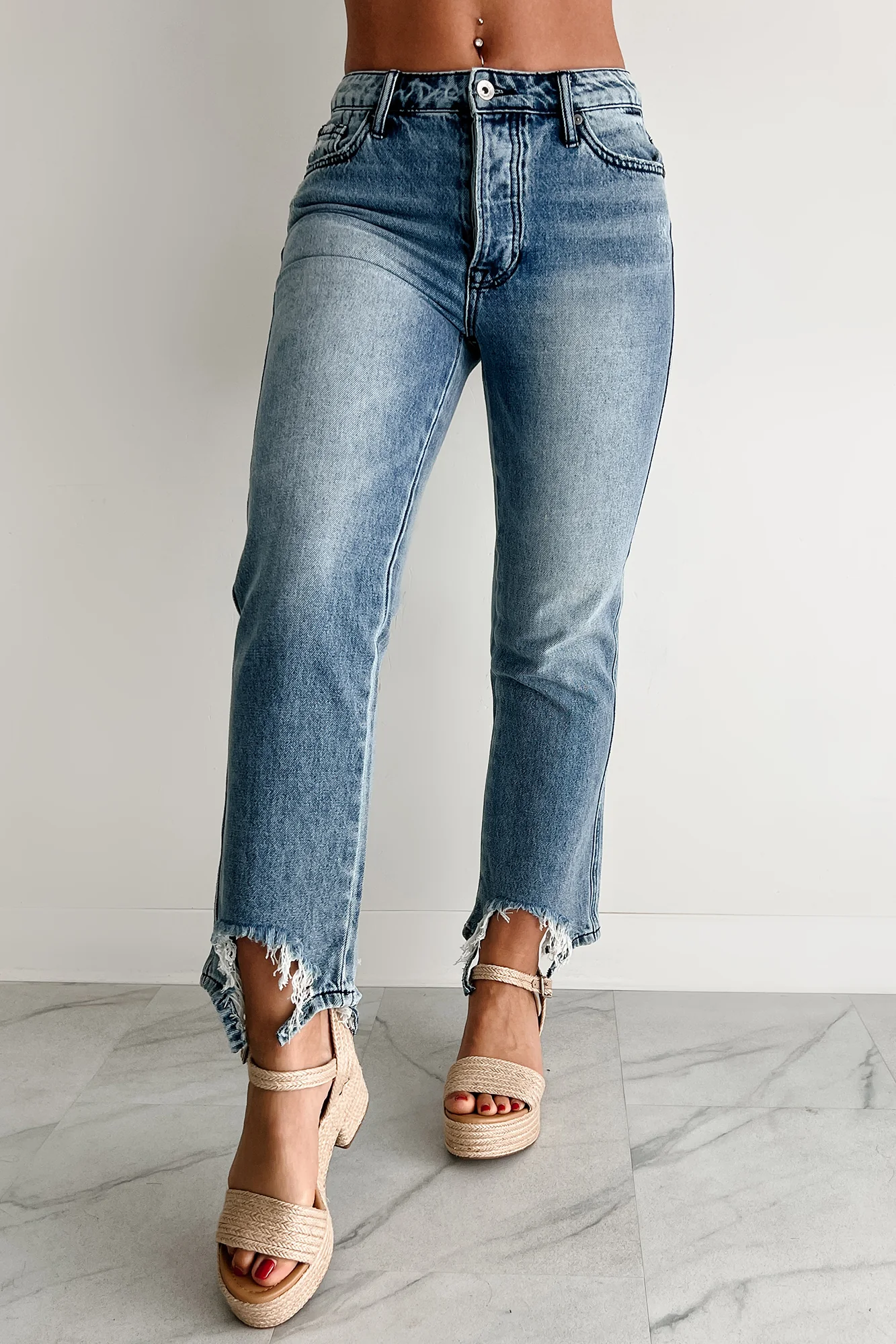 Rosanna Special A Distressed Hem Dad Jeans (Medium Light) - Image 8