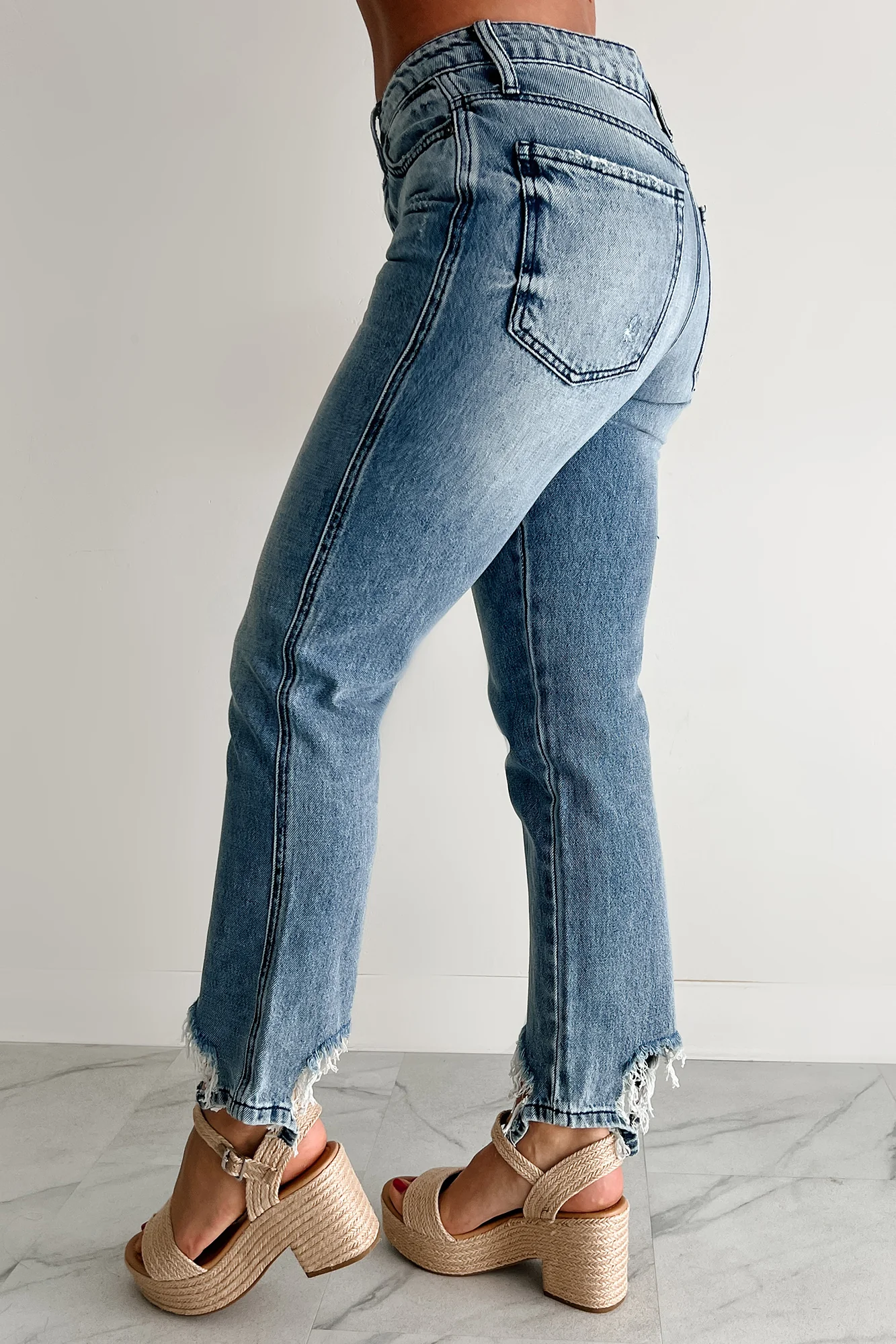 Rosanna Special A Distressed Hem Dad Jeans (Medium Light) - Image 9