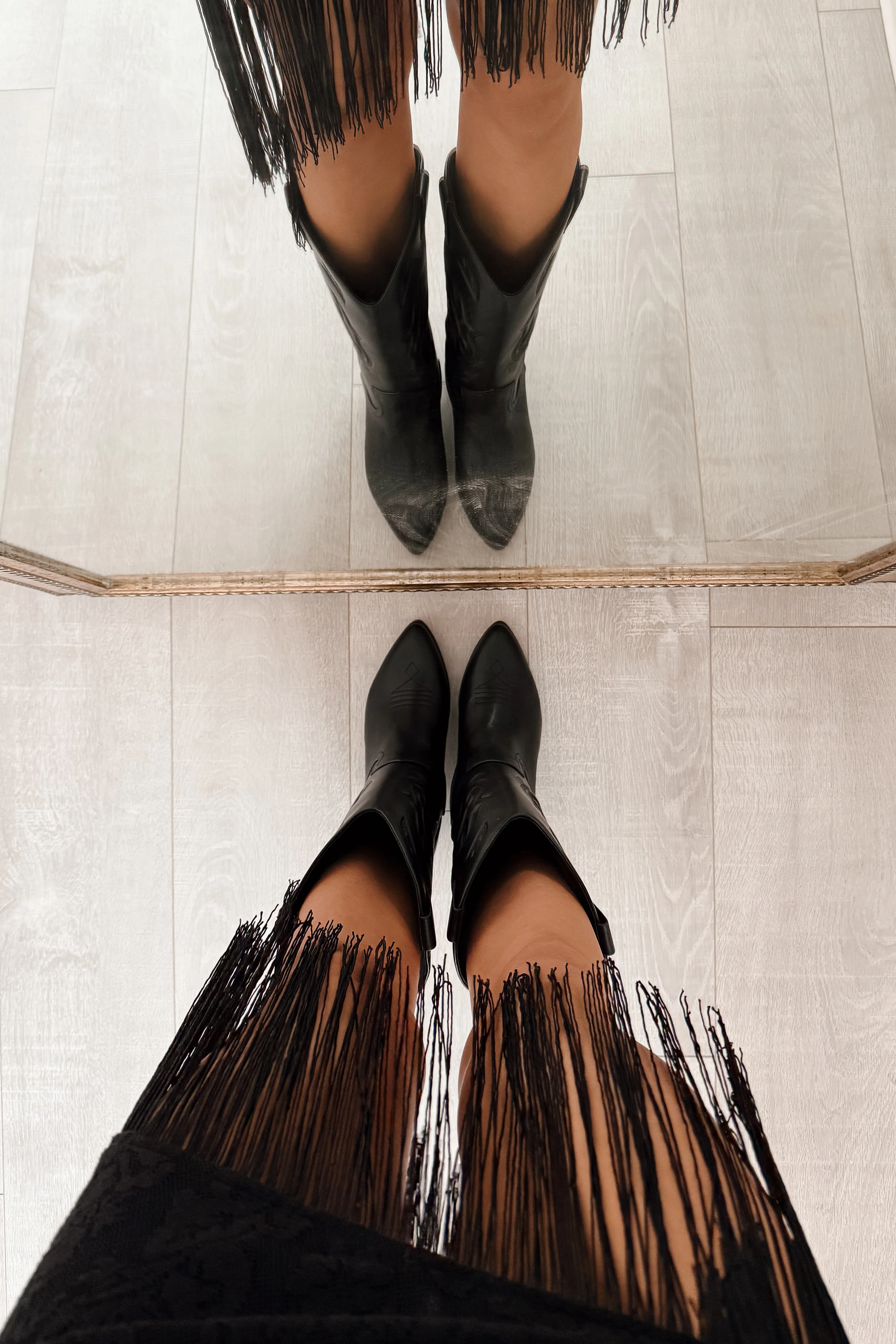 Ruffles & Rodeo Embroidered Cowboy Boots (Black) - Image 5