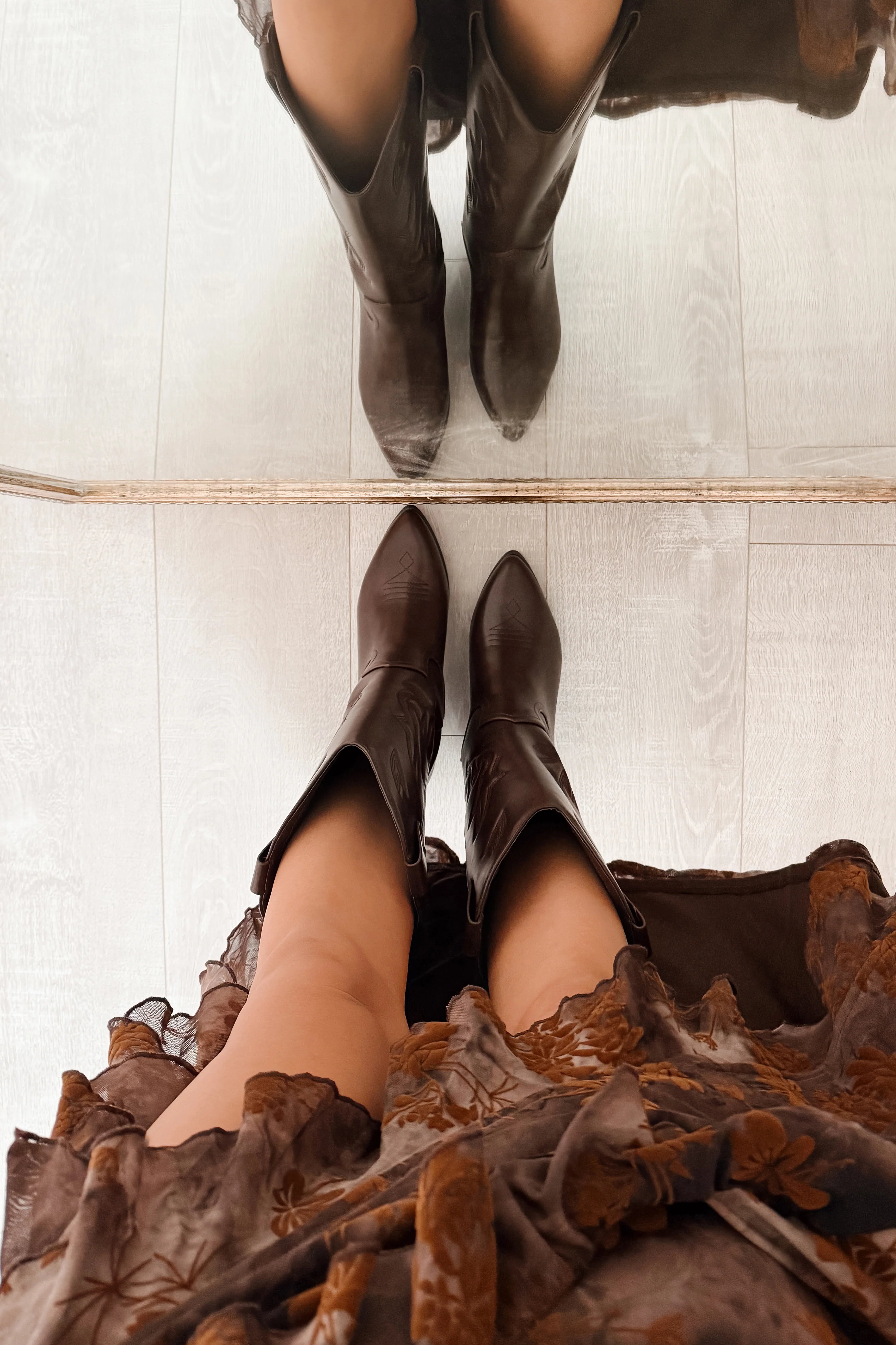 Ruffles & Rodeo Embroidered Cowboy Boots (Dark Brown) - Image 5
