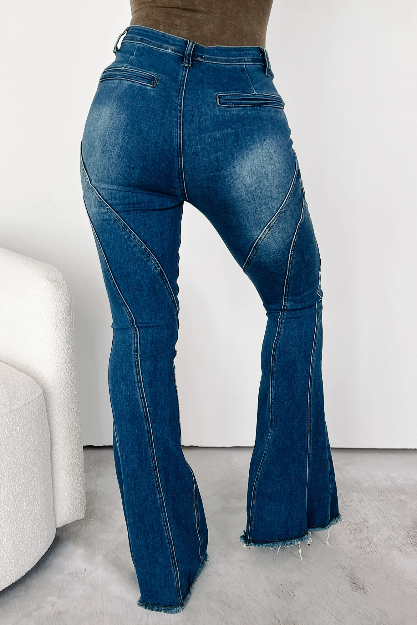 Rural Retreat Seam Detail Flare Jeans (Medium Wash) - Image 6