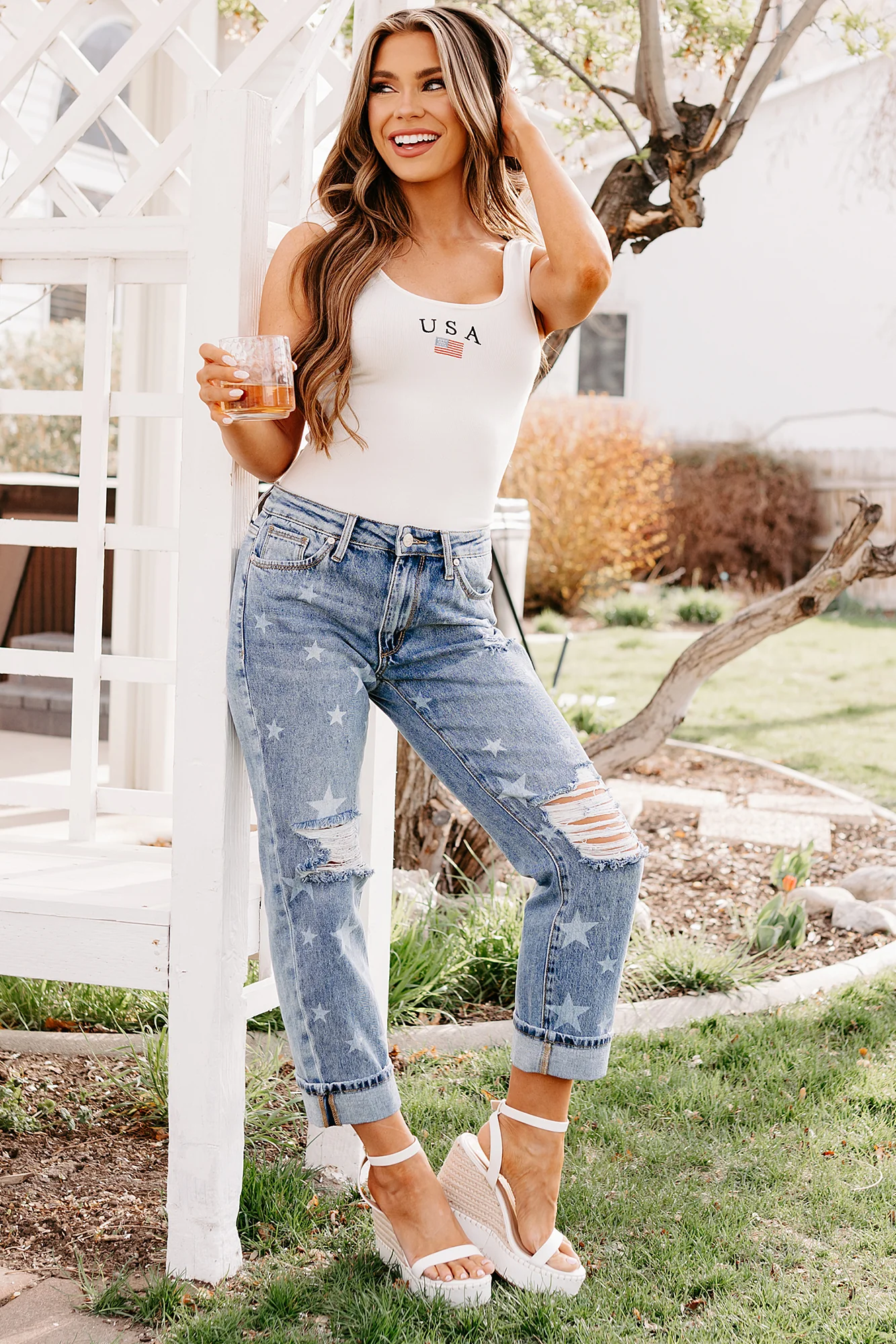 Ruth Star Print Distressed Saige Jeans (Medium) - Image 10