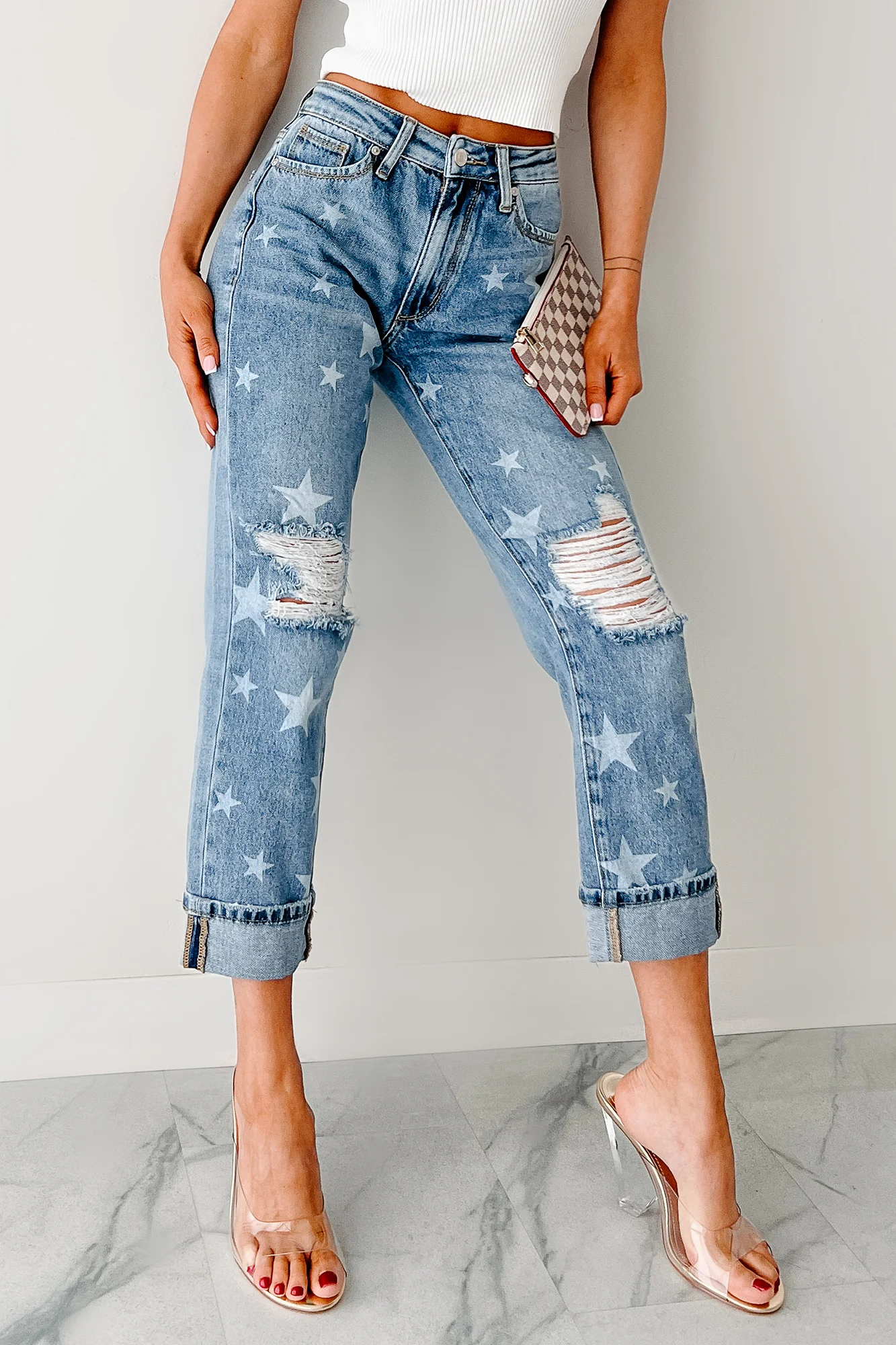 Ruth Star Print Distressed Saige Jeans (Medium) - Image 3