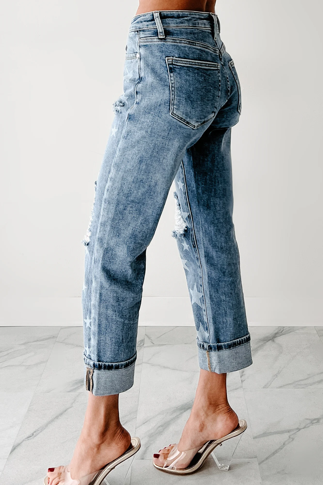 Ruth Star Print Distressed Saige Jeans (Medium) - Image 6
