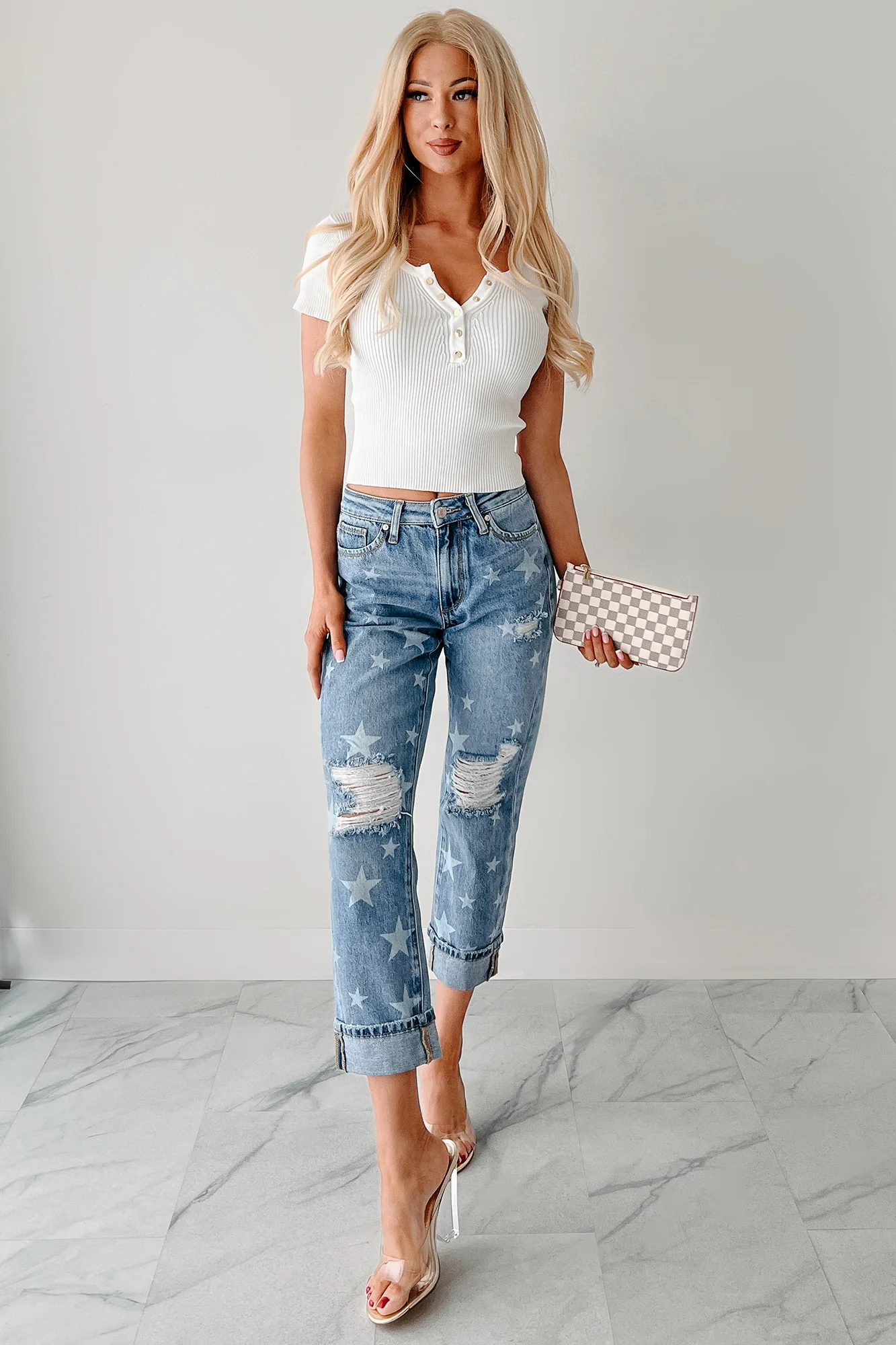 Ruth Star Print Distressed Saige Jeans (Medium) - Image 9