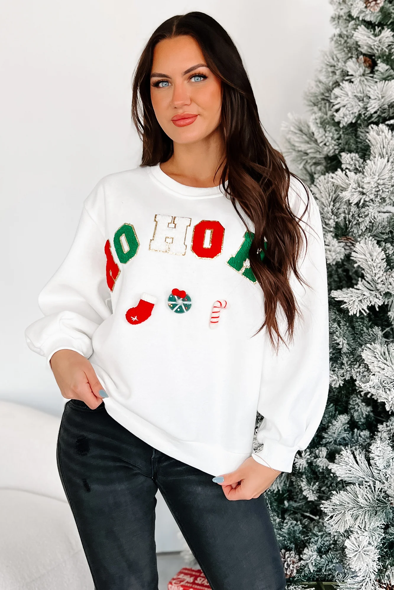 Santa's Calling Holiday Sweatshirt (Off White) - Image 4