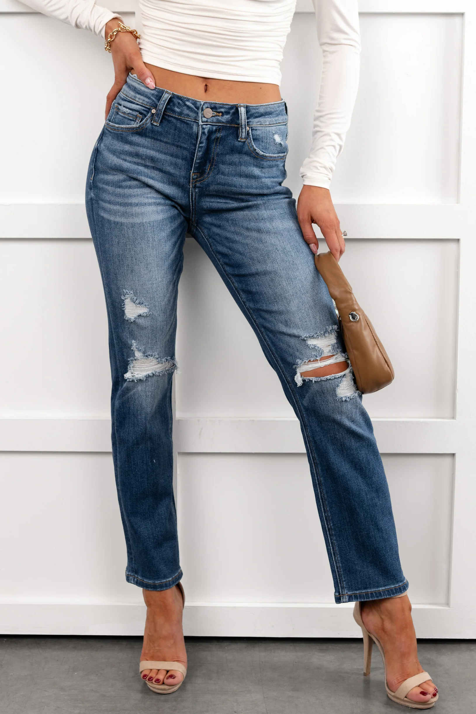 Santos Distressed Mica Denim Crop Jeans (Ethelmary) - Image 4