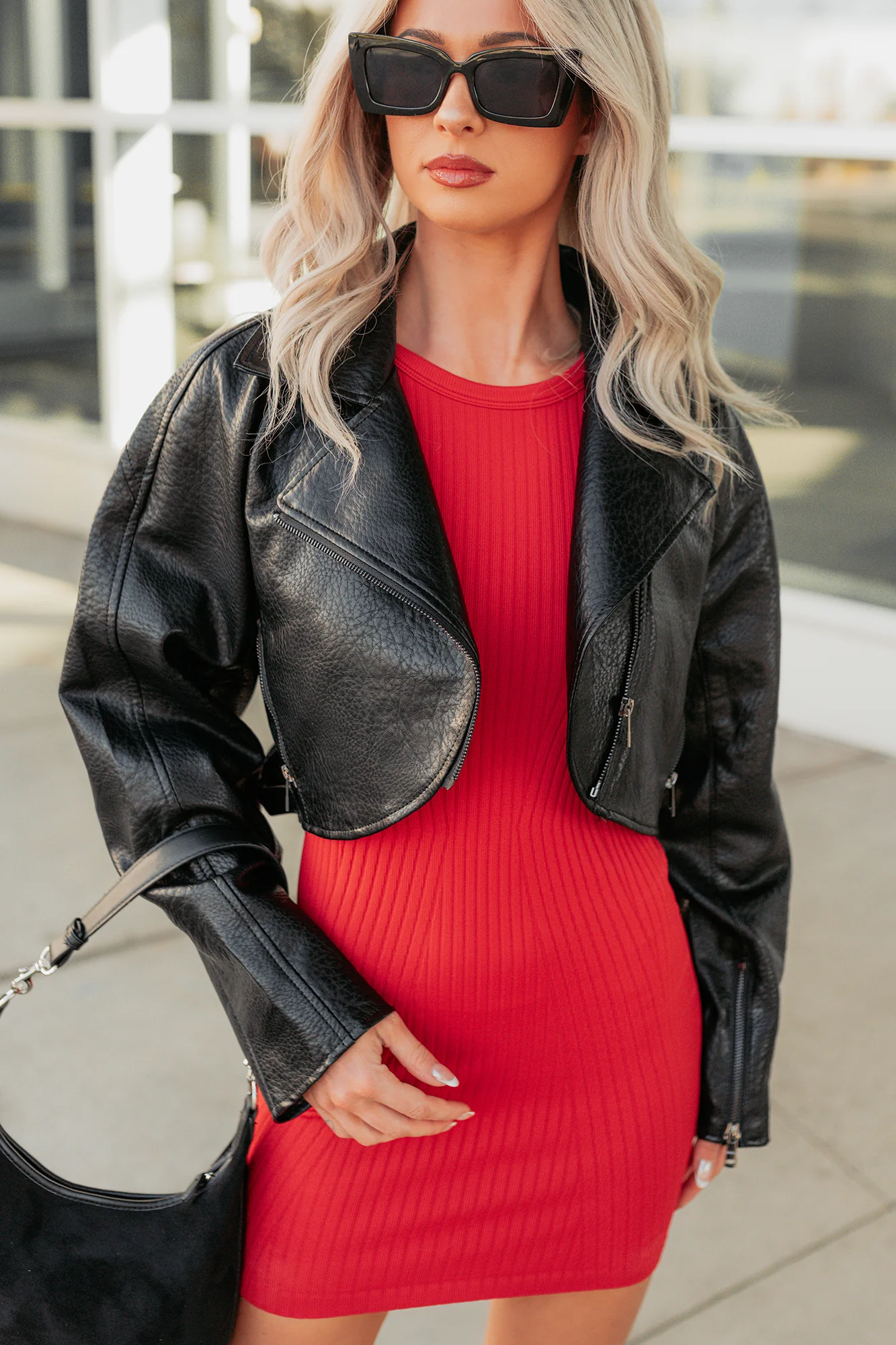 Savage Love Faux Leather Crop Jacket (Black) - Image 10