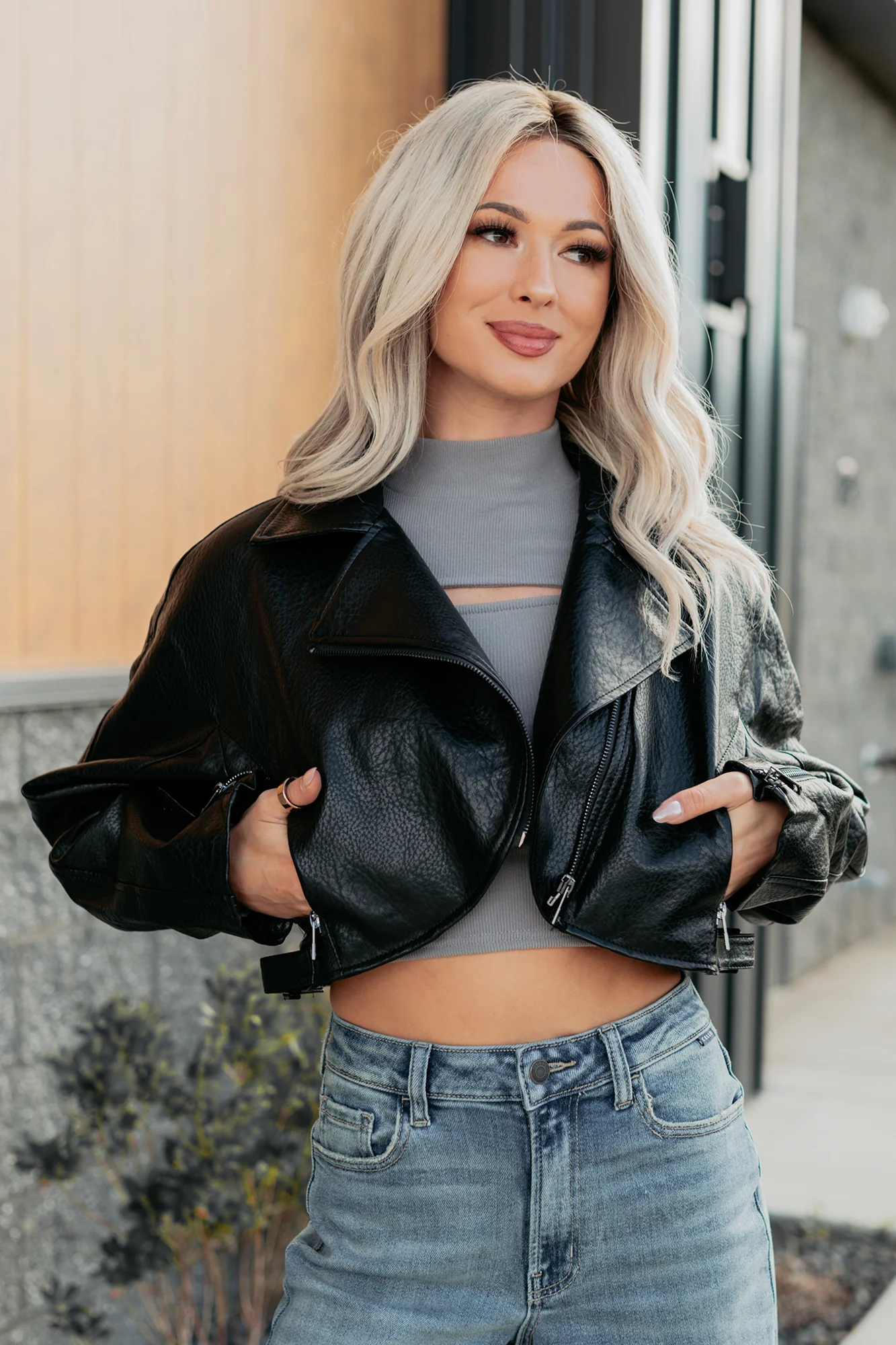 Savage Love Faux Leather Crop Jacket (Black) - Image 7
