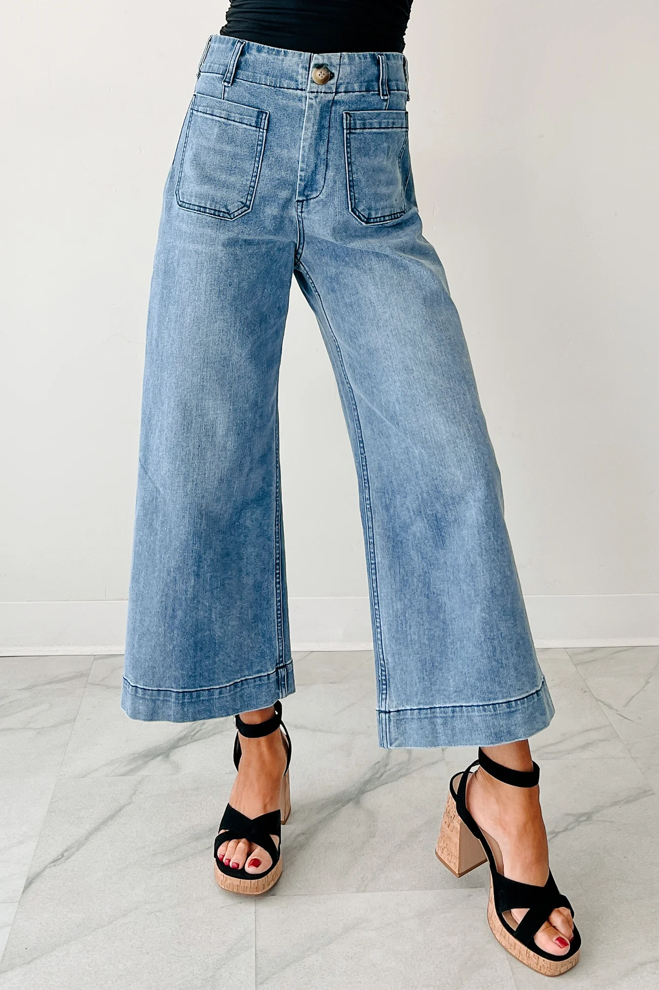 Saylor High Rise Wide Crop Jeans (Dark) - Image 3