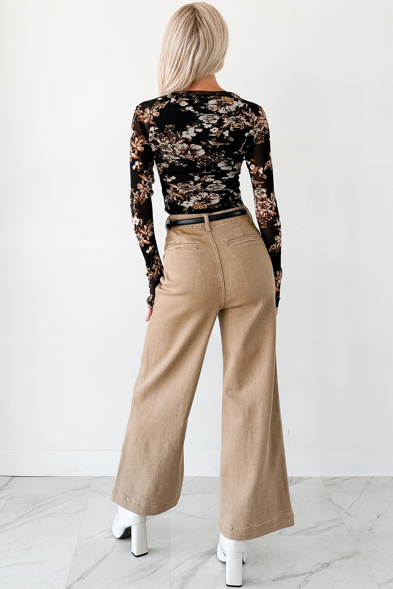 Script Flipped Long Sleeve Floral Mesh Top (Black) - Image 4