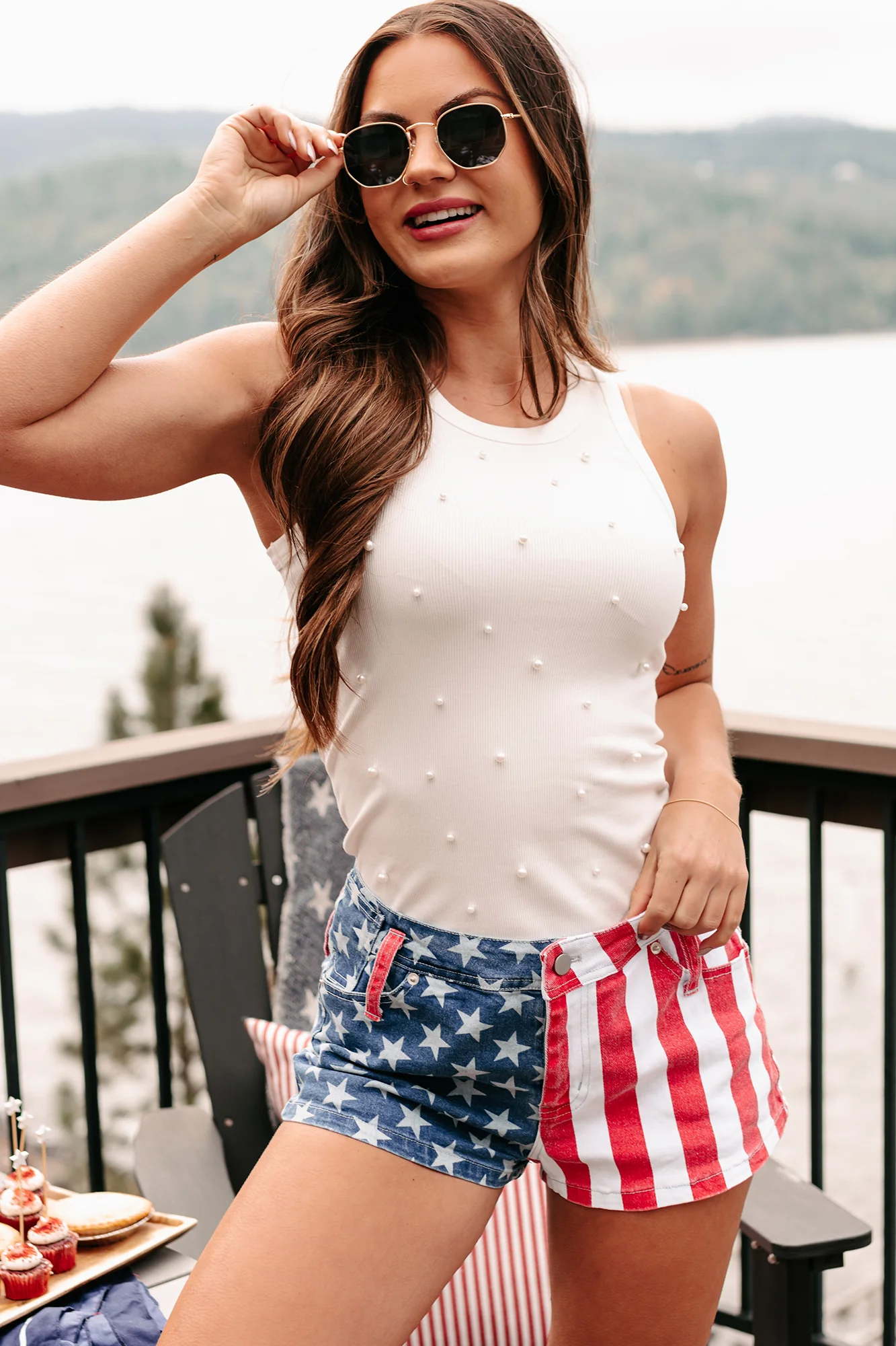 Seaside Sweetie Pearl Beaded Tank Top (White) - Image 5