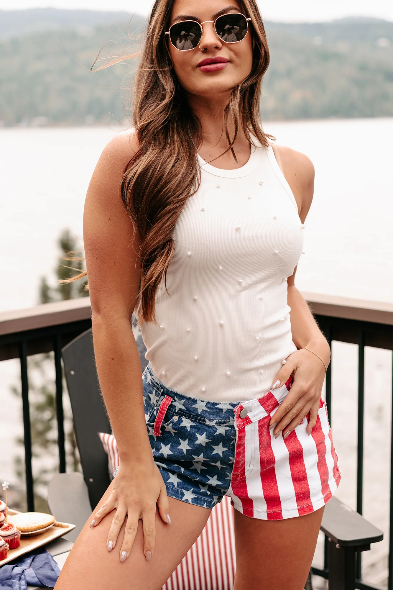 Seaside Sweetie Pearl Beaded Tank Top (White) - Image 6