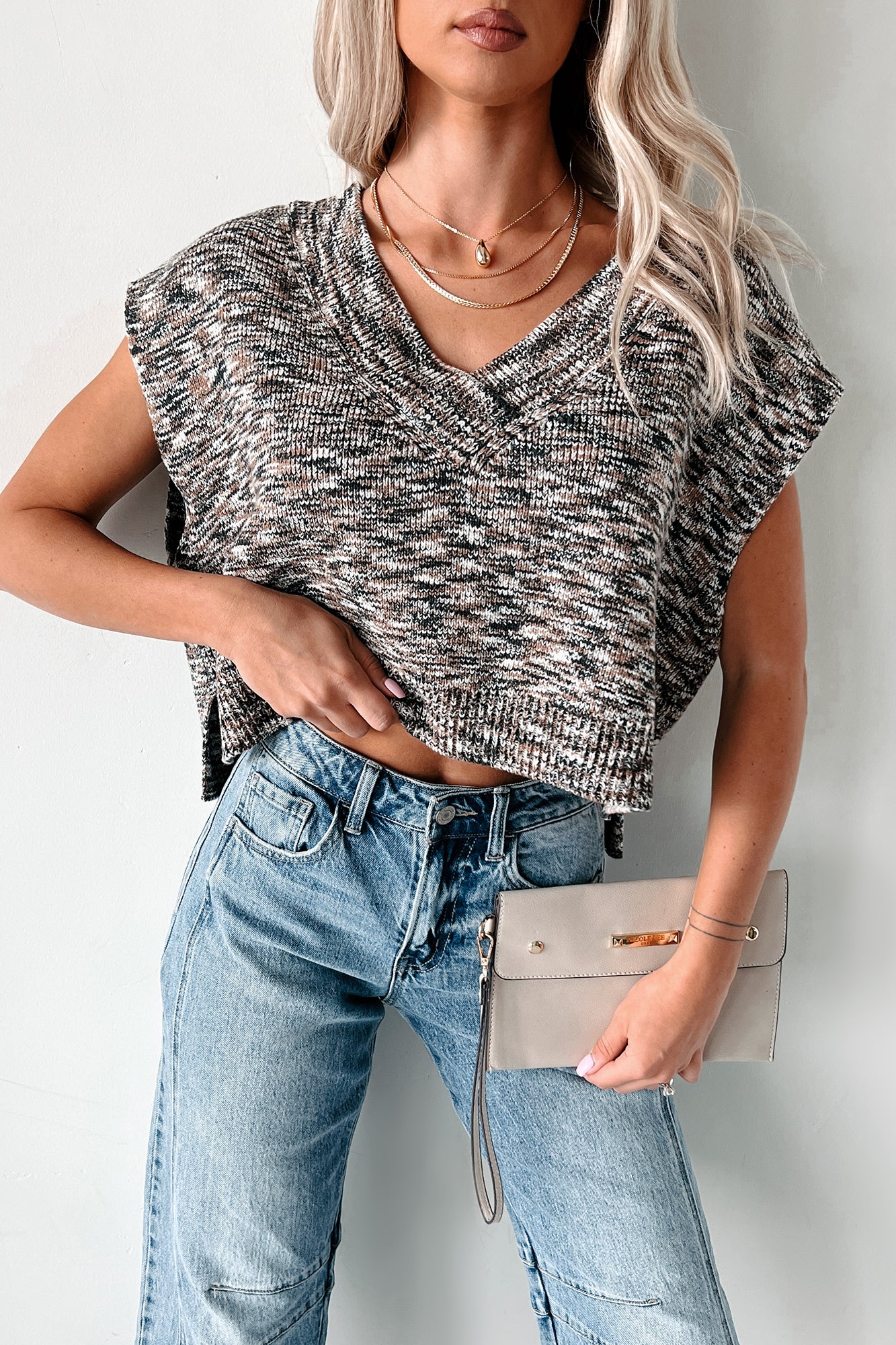 Seasonal Sophistication Cropped Sweater Vest (Dark Brown) - Image 9