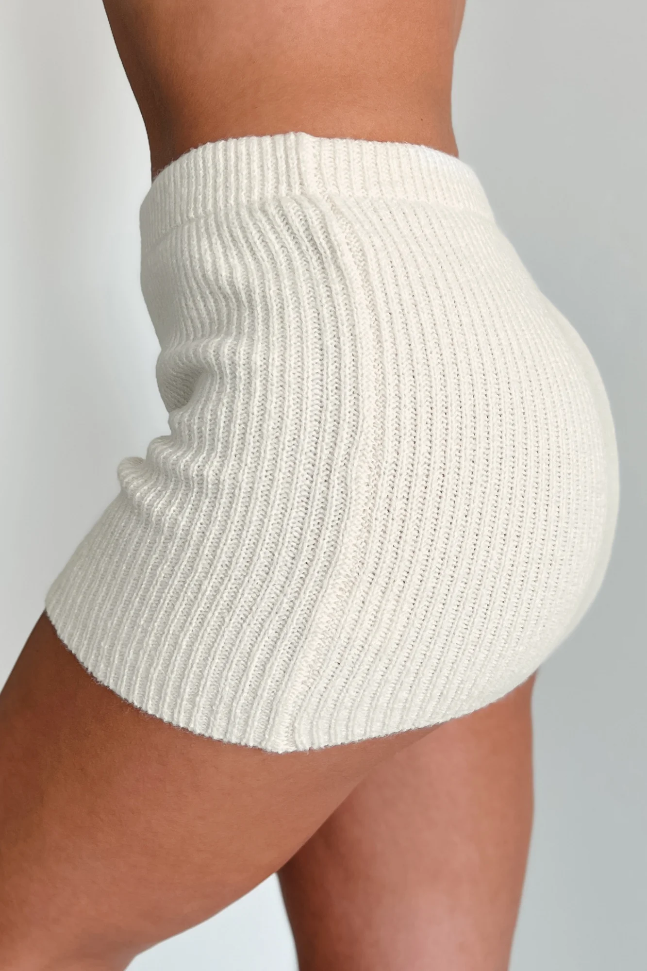 Seasonal Style Sweater Knit Mini Skirt (Cream) - Image 4