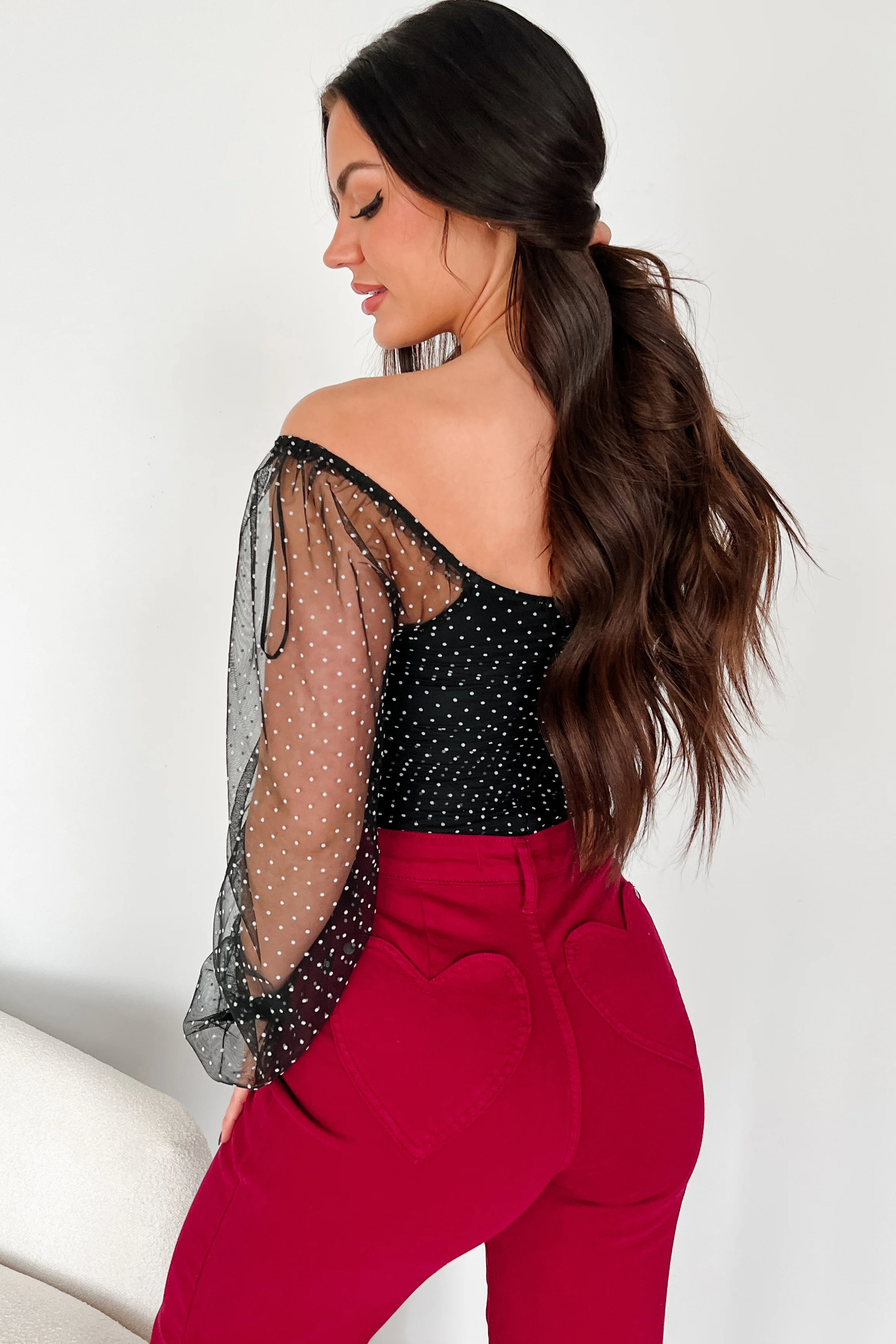 Seeing Spots Dotted Mesh Bodysuit (Black/White Dot) - Image 7