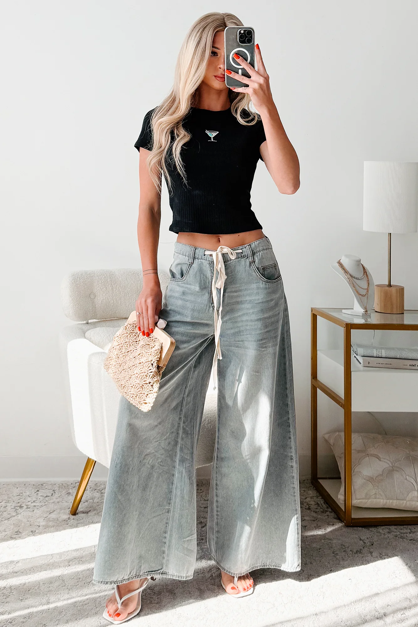 Seen & Sassy Embroidered Martini Top (Black) - Image 6