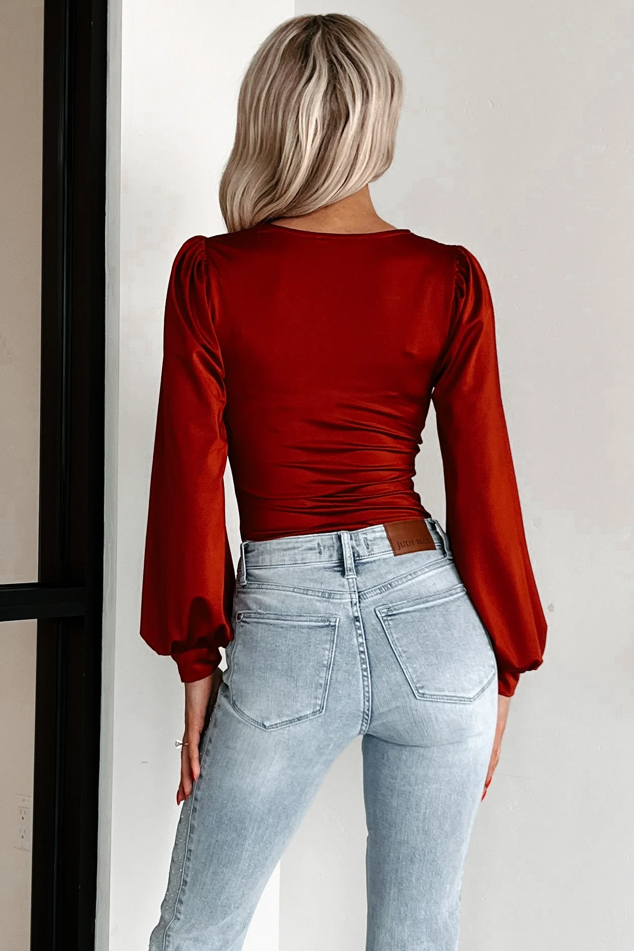 DOORBUSTER Serene Energy V-Neck Bodysuit (Burgundy) - Image 5
