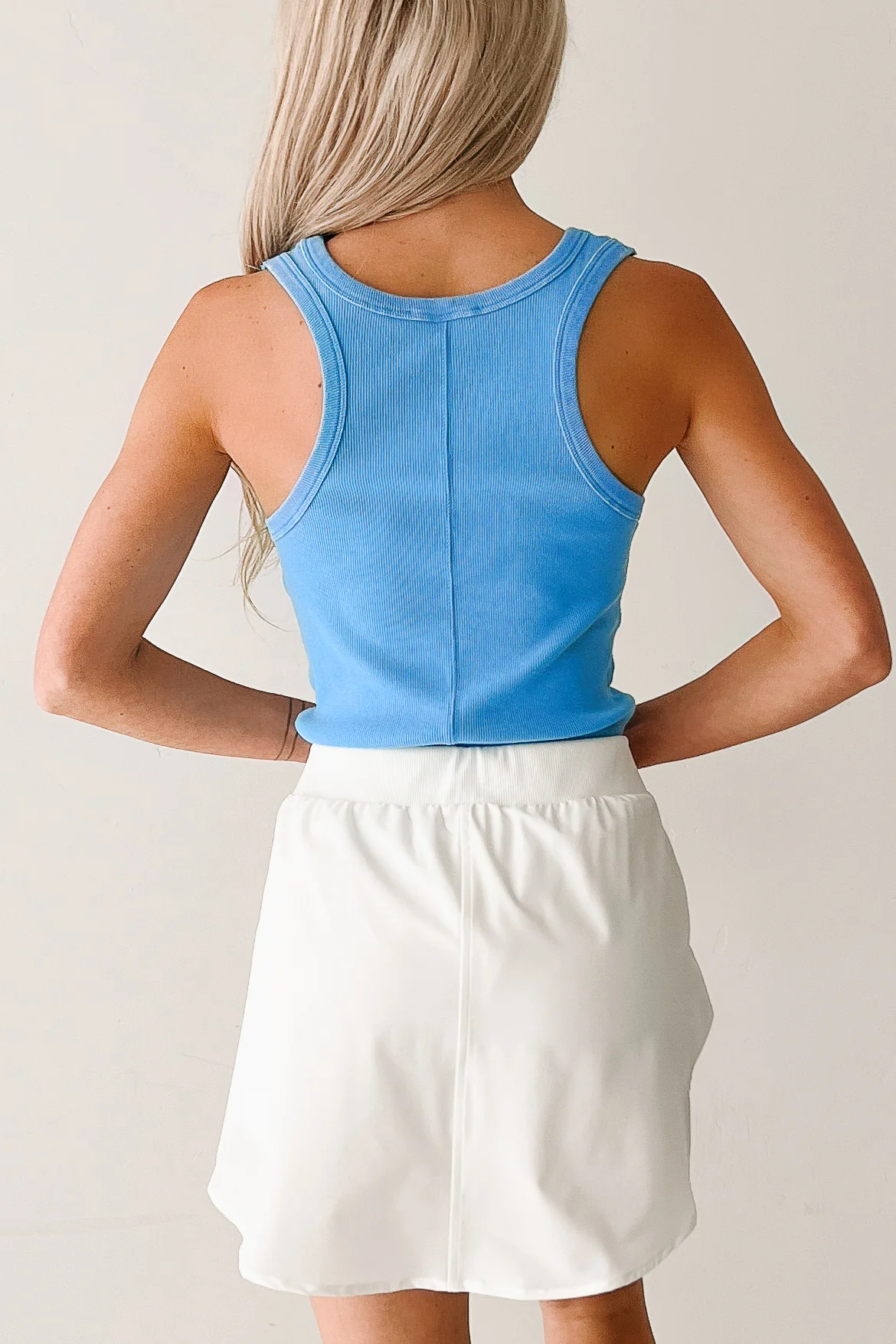 Serving Subtle Ribbed Acid Wash Tank Top (Blue) - Image 8