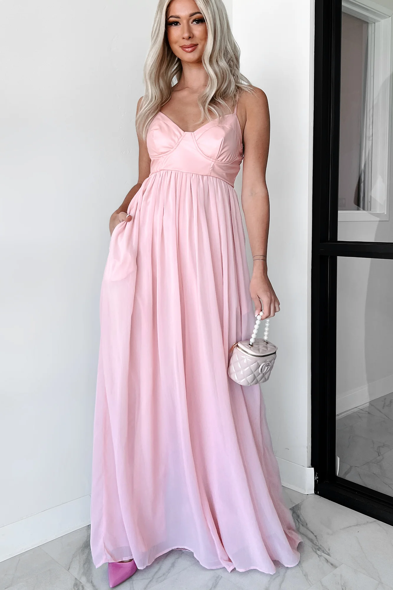 Shades Of Lovely Contrast Top Wide Leg Jumpsuit (Pink) - Image 5