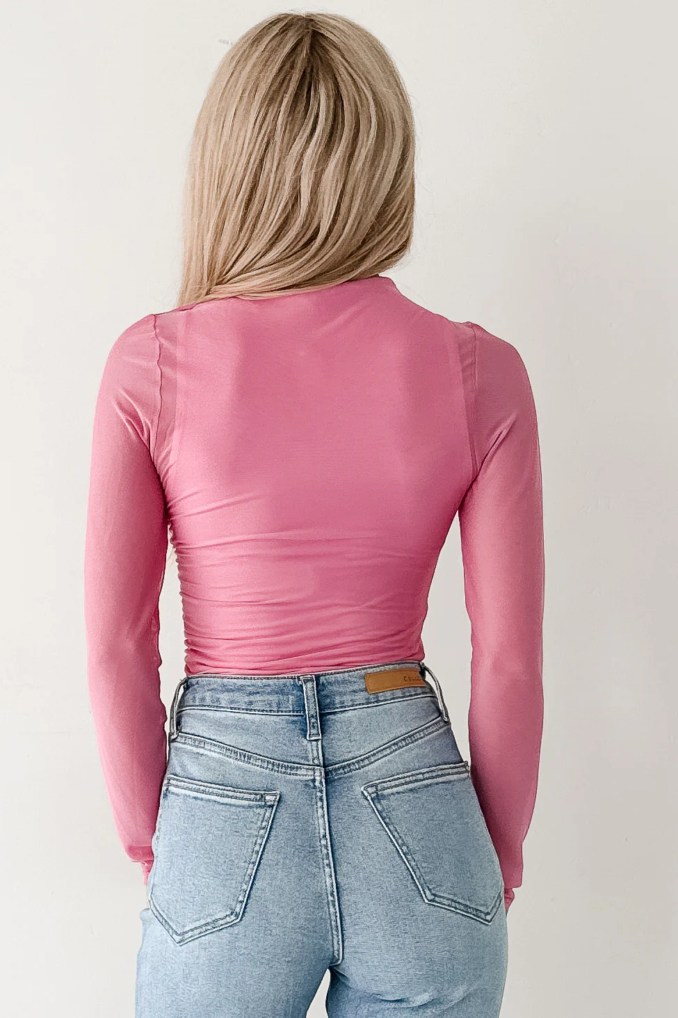 Sheer Happiness Fore Mesh Long Sleeve Top (Bubble Gum) - Image 4
